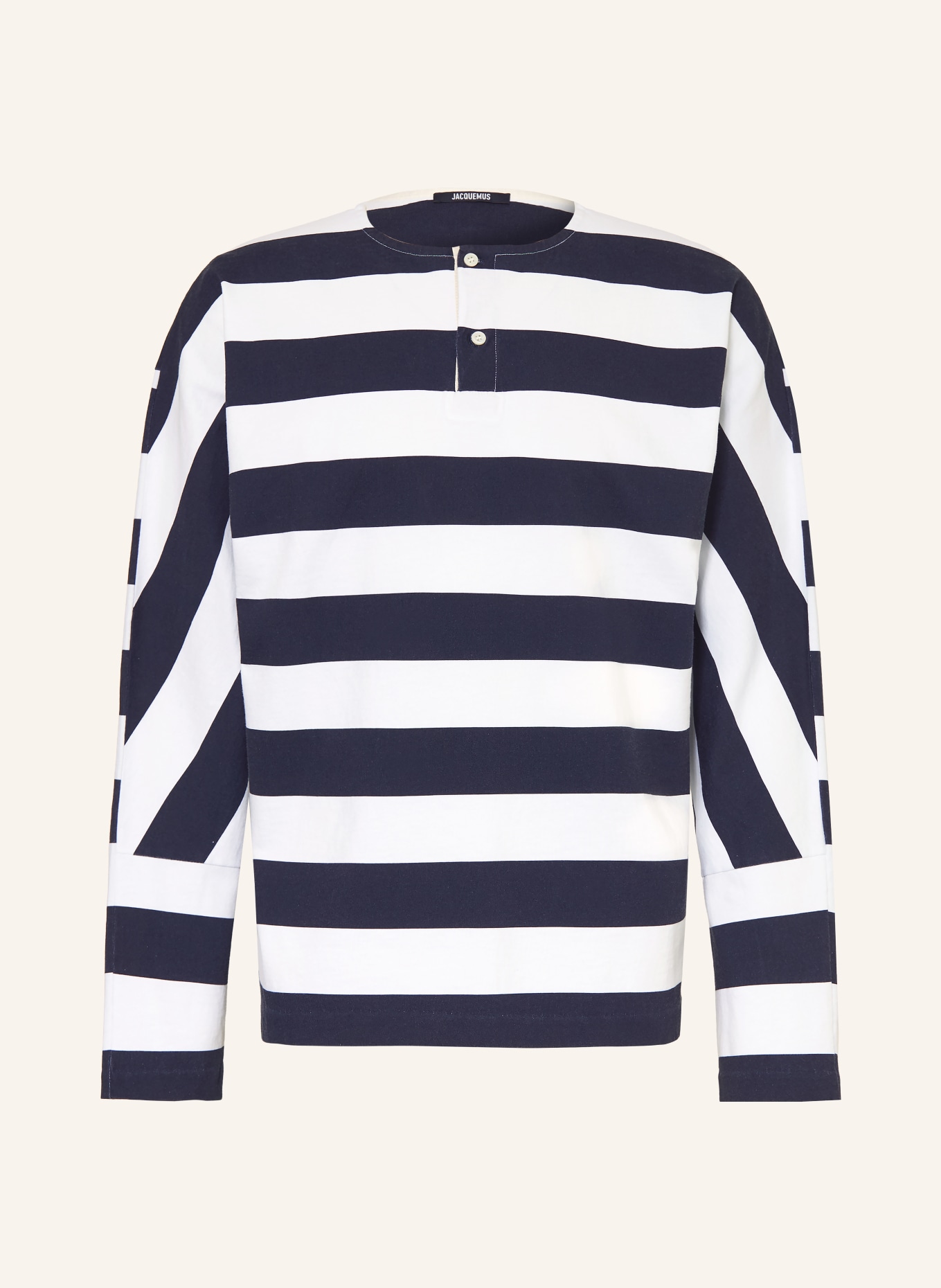 JACQUEMUS Bluzka typu henley LE TSHIRT MARINIERE ML: GRANATOWY / BIAŁY