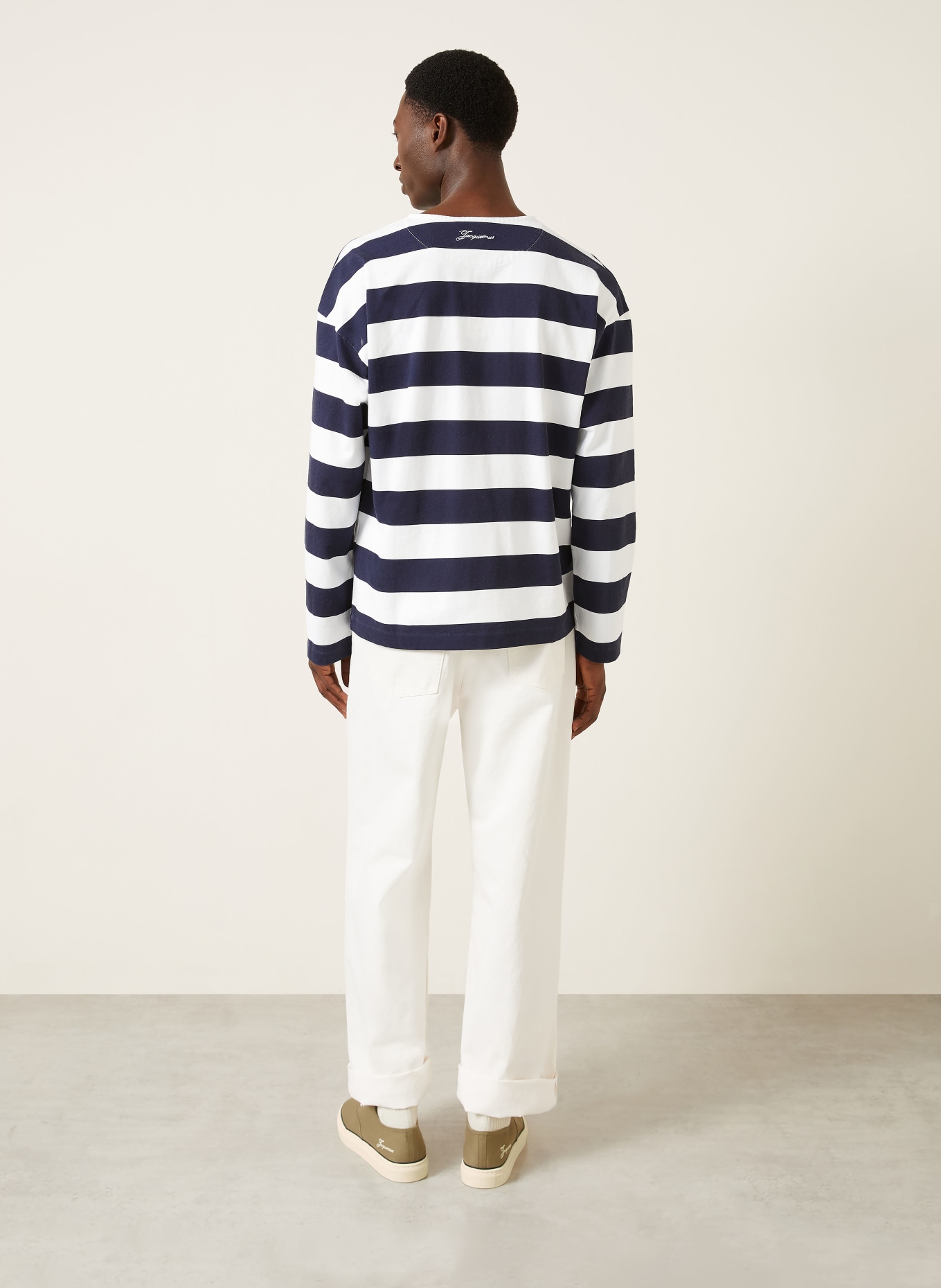 JACQUEMUS Bluzka typu henley LE TSHIRT MARINIERE ML: GRANATOWY / BIAŁY