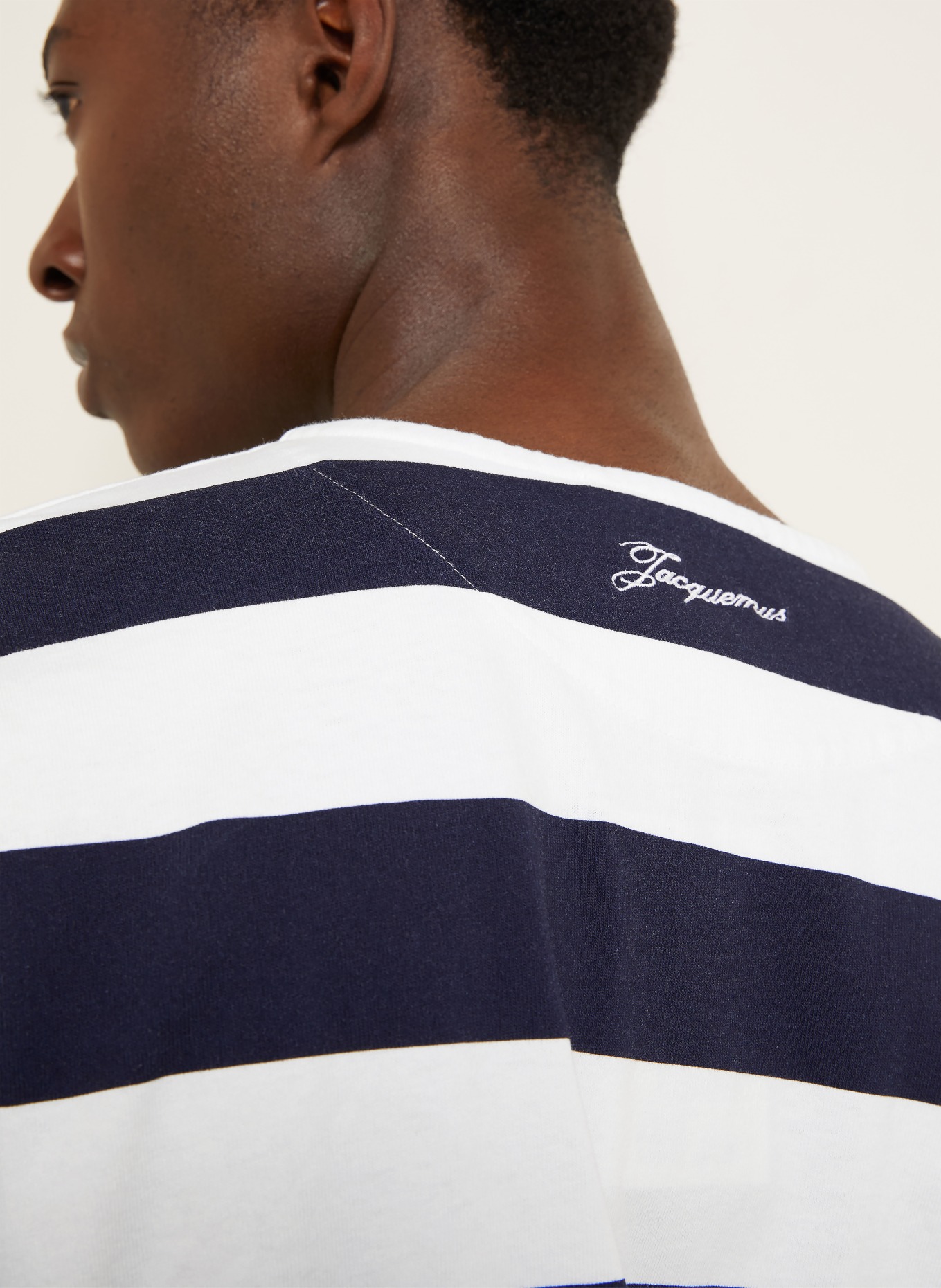 JACQUEMUS Bluzka typu henley LE TSHIRT MARINIERE ML: GRANATOWY / BIAŁY