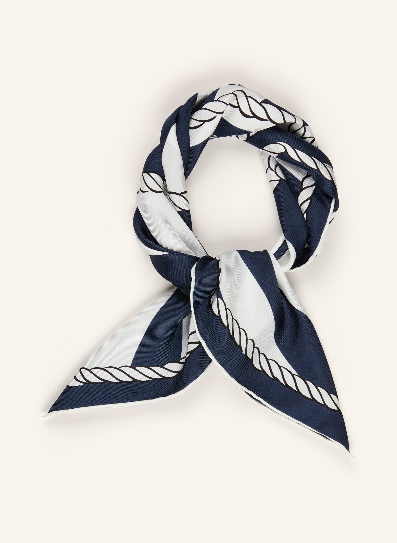 JACQUEMUS Hedvábný šátek LE FOULARD BATEAU CORDE: TMAVĚ MODRÁ / BÍLÁ
