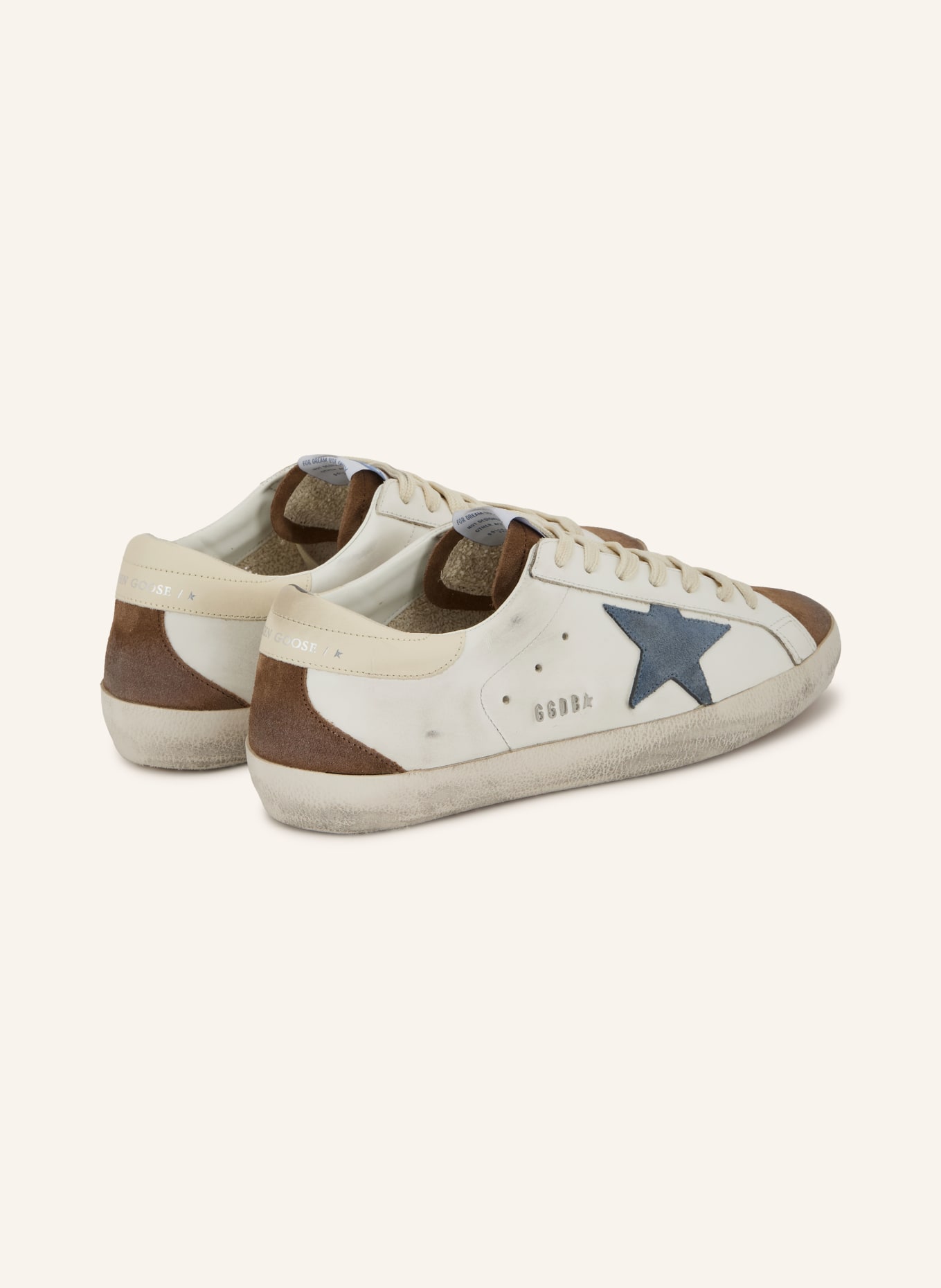 GOLDEN GOOSE Sneakers SUPER-STAR: WIT / MARRON FONCÉ / BLAUW