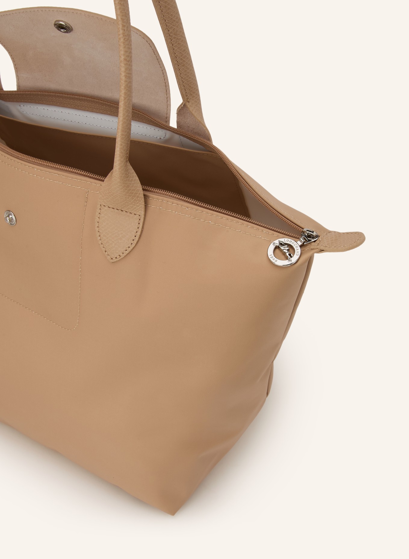 LONGCHAMP Shopper LE PLIAGE LARGE: BEIGE / SILBER