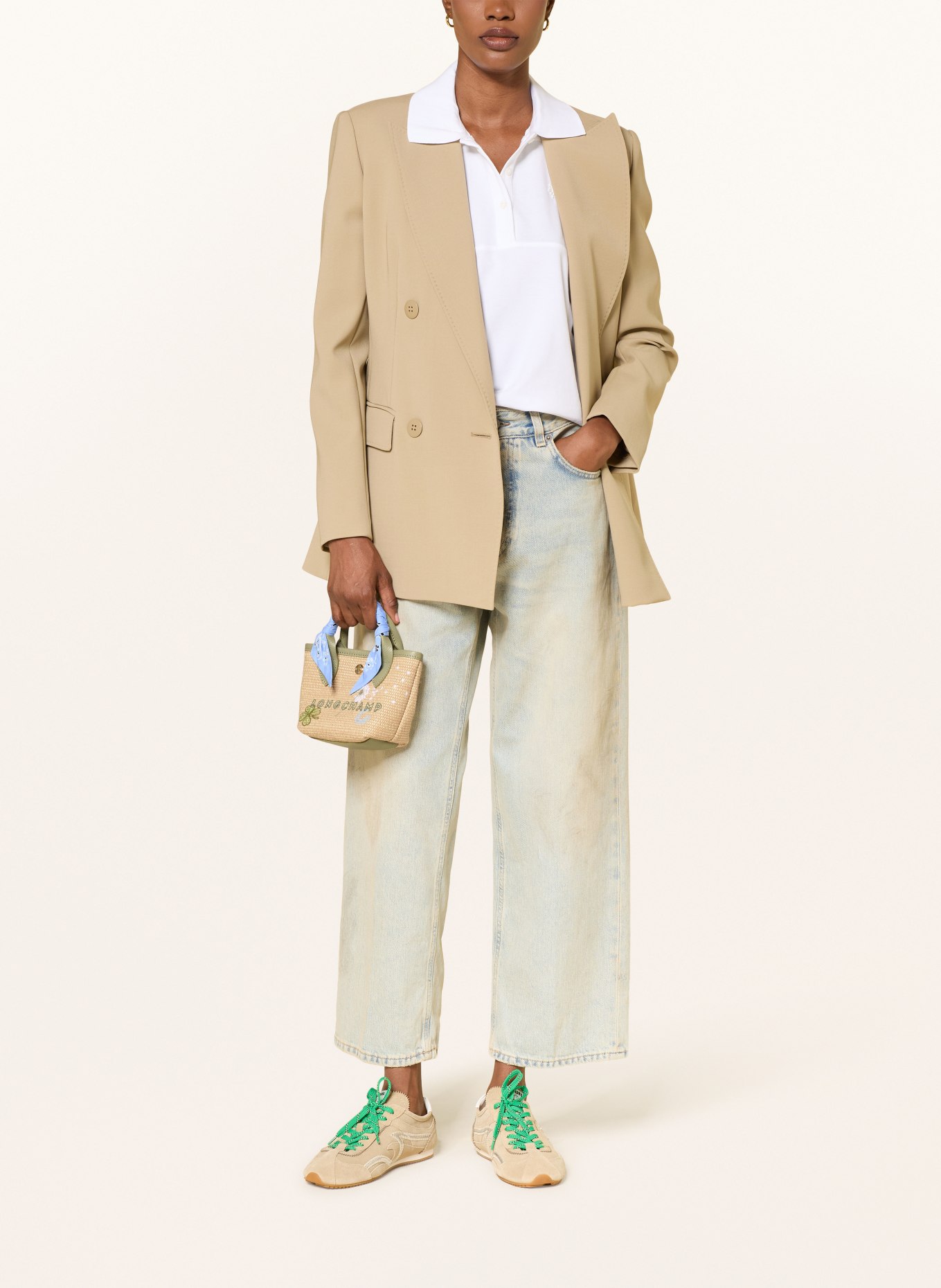 LONGCHAMP Korbtasche LE PLIAGE COLLECTION XS: CREME / GRÜN / HELLBLAU