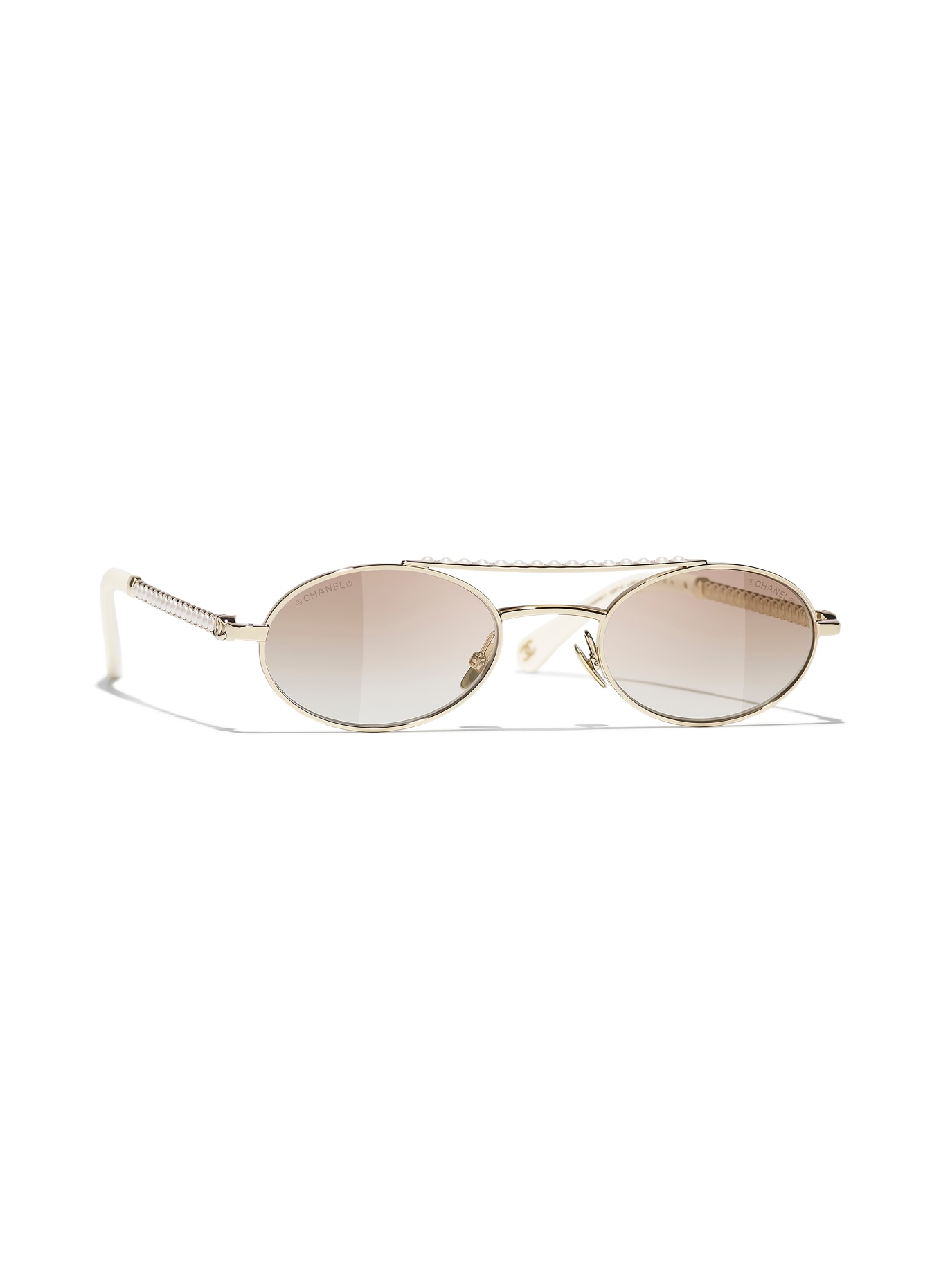 CHANEL Ovale Sonnenbrille: GOLD/ HELLBRAUN VERLAUF