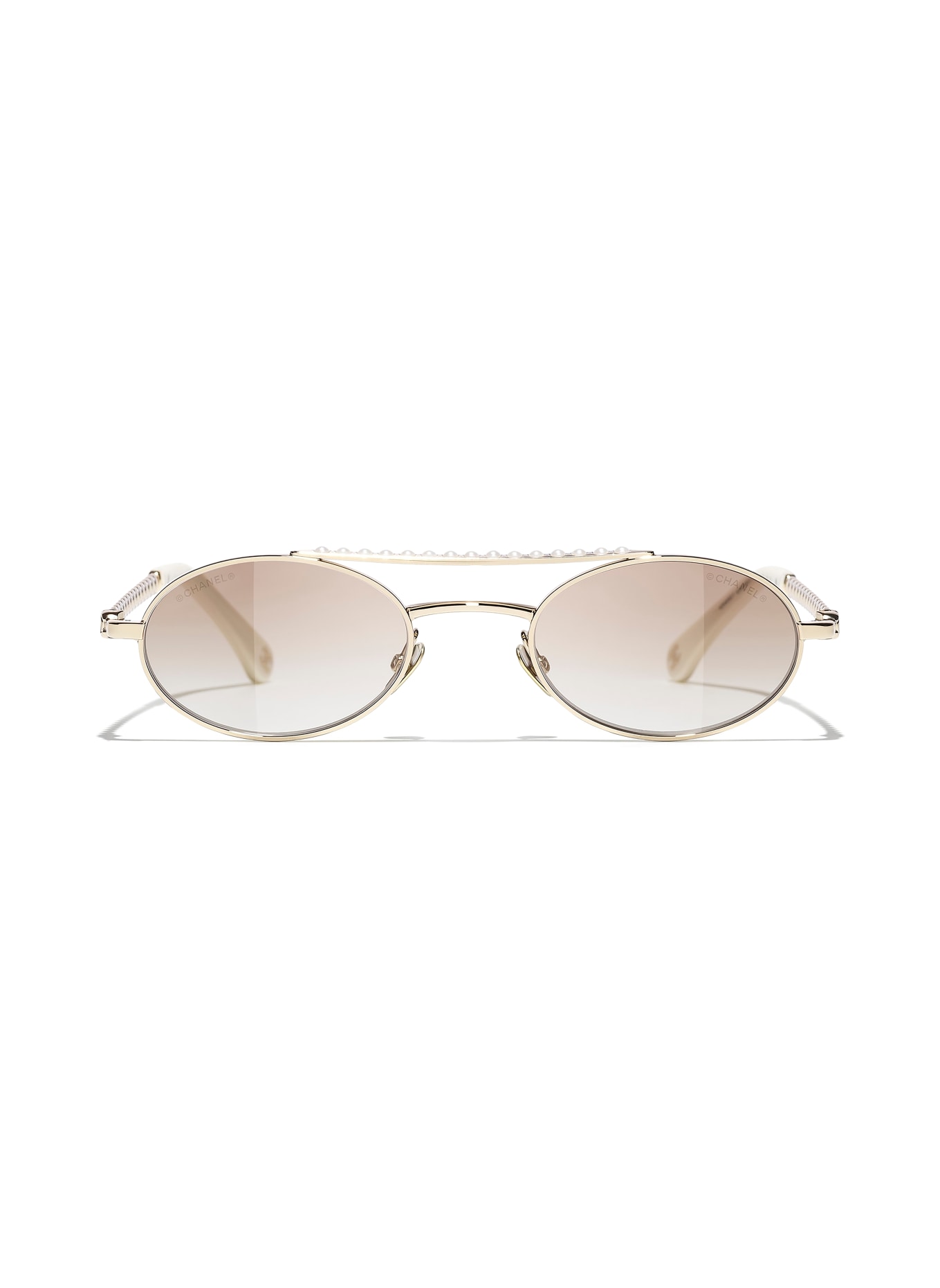 CHANEL Ovale Sonnenbrille: GOLD/ HELLBRAUN VERLAUF