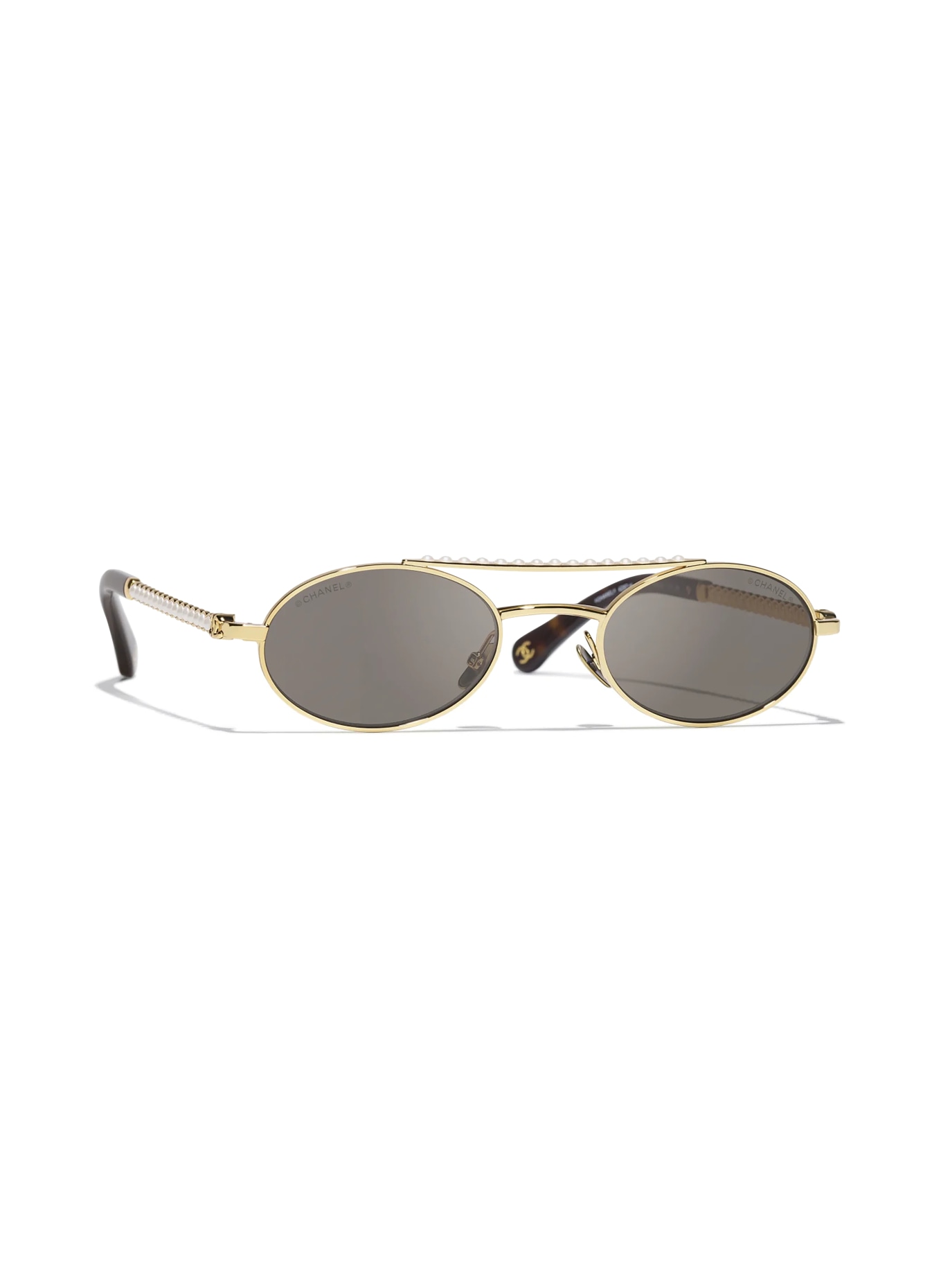 CHANEL Ovale Sonnenbrille: GOLD/ BRAUN
