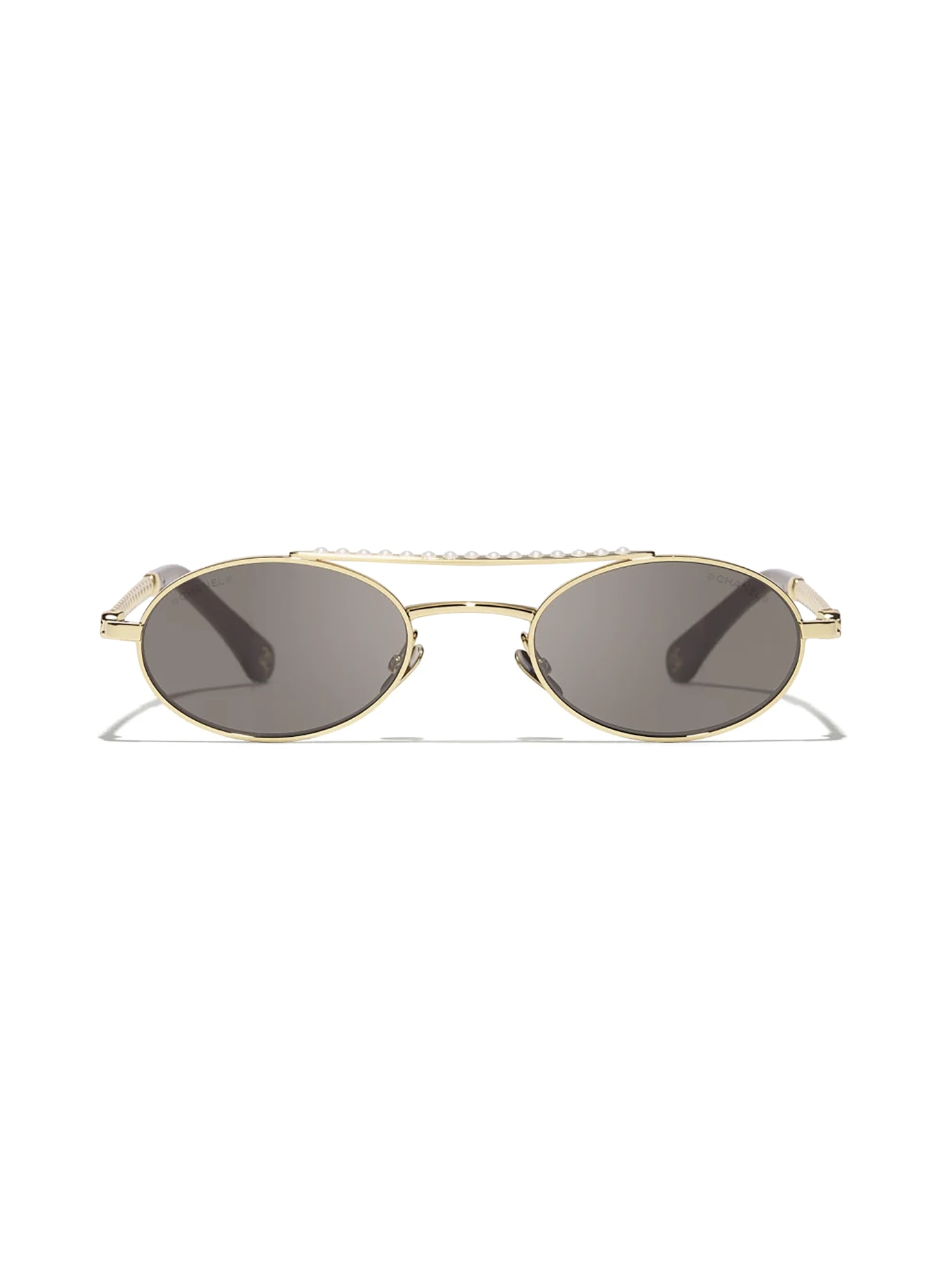 CHANEL Ovale Sonnenbrille: GOLD/ BRAUN
