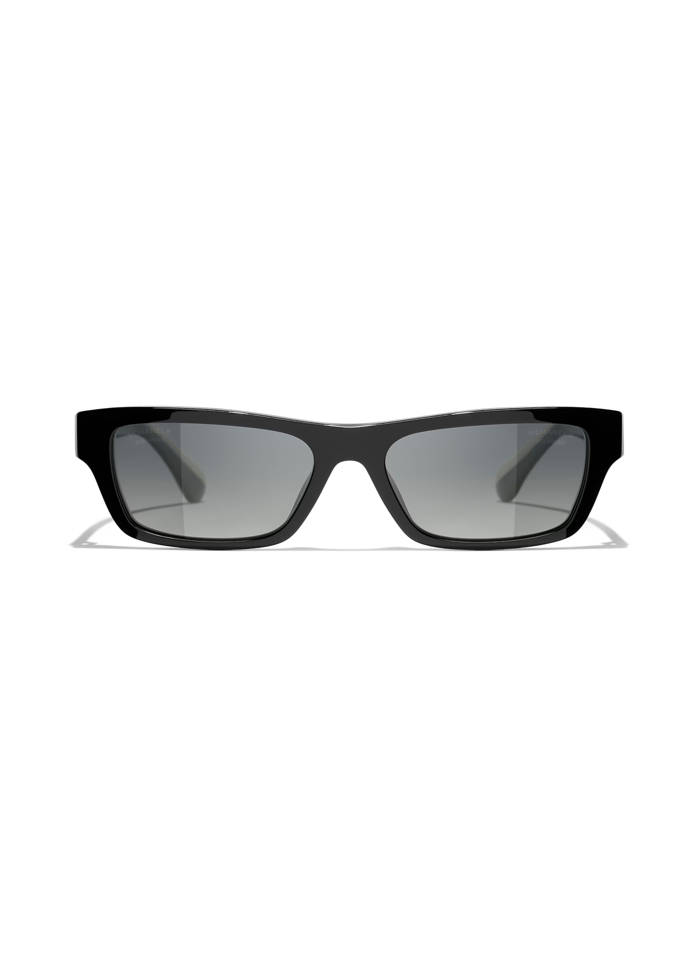 CHANEL Rectangular sunglasses with gemstones: BLACK/ GRADIENT GREY POLAR