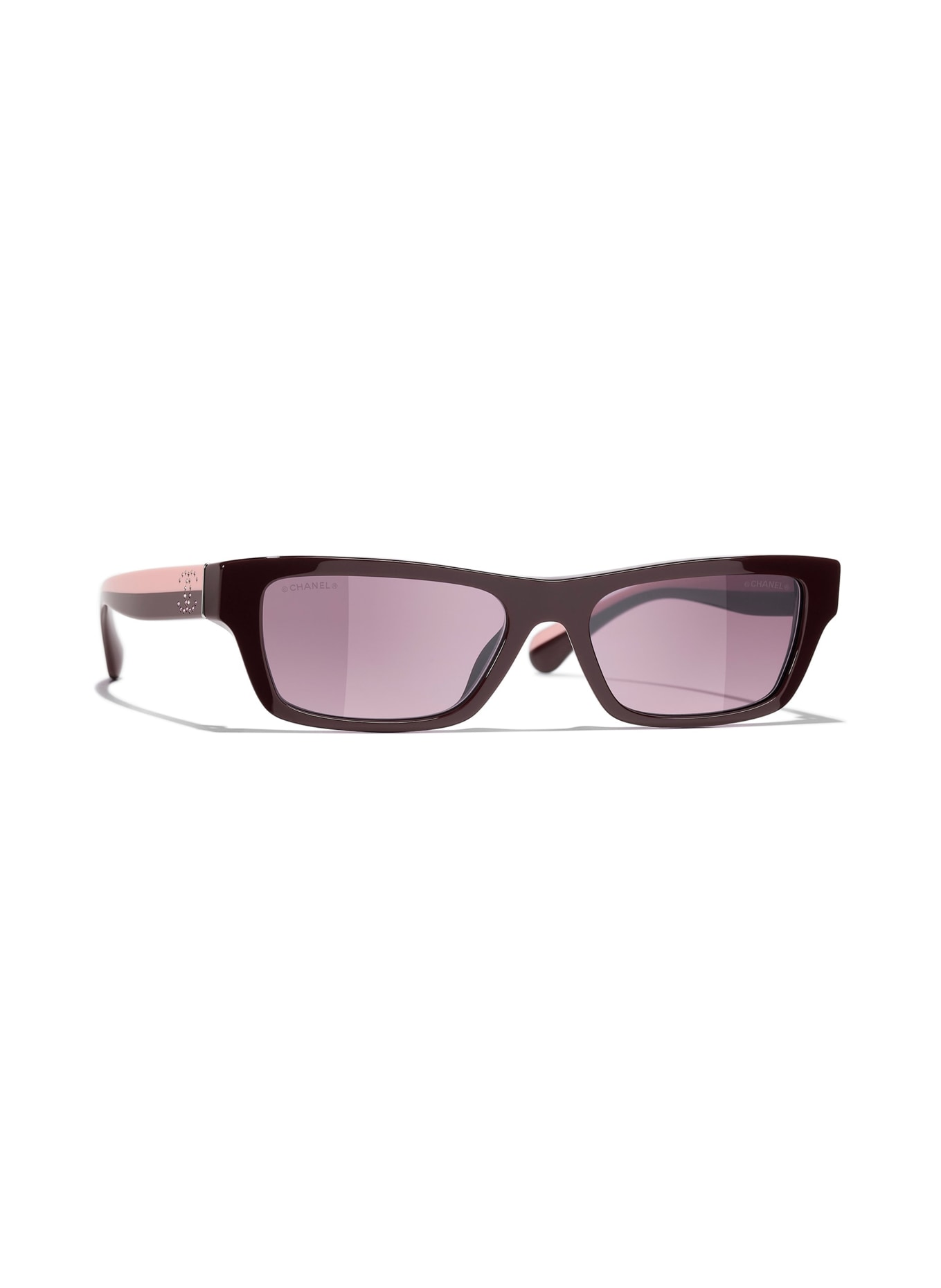CHANEL Rectangular sunglasses with gemstones: RED VENDOME/ PINK GRADIENT GREY