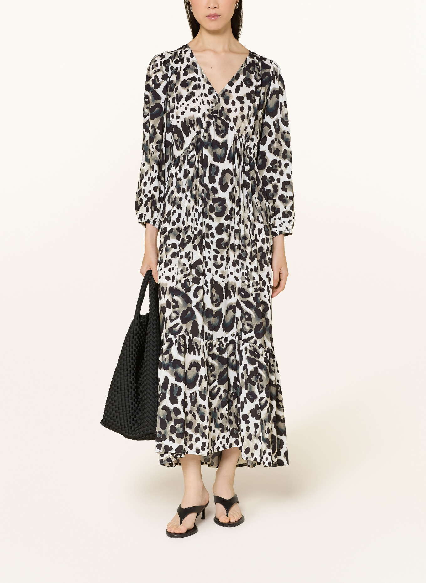 monari Kleid mit 3/4-Arm: HELLGRAU / TAUPE / SCHWARZ