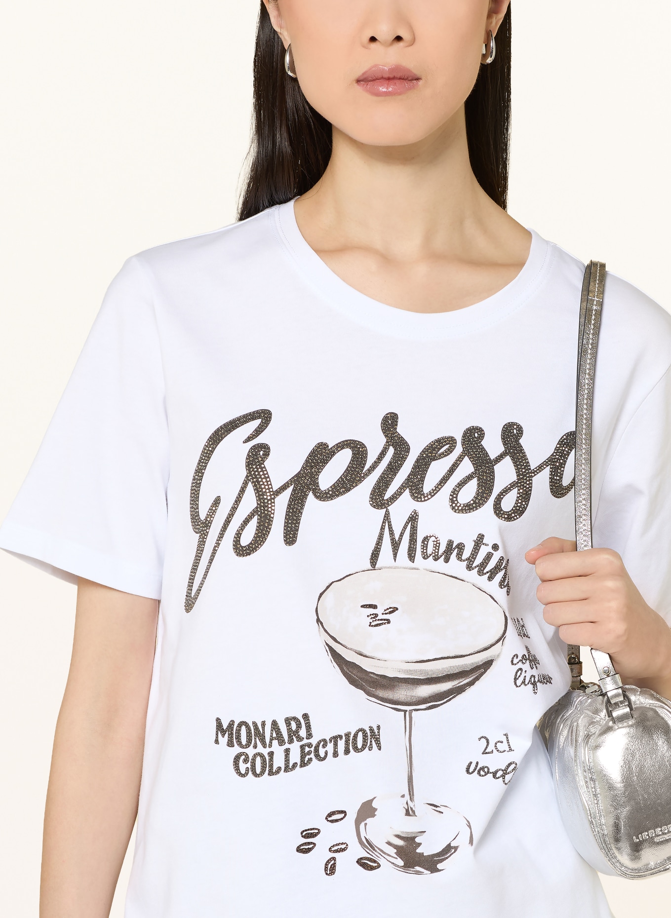 monari T-shirt with rhinestones: WHITE