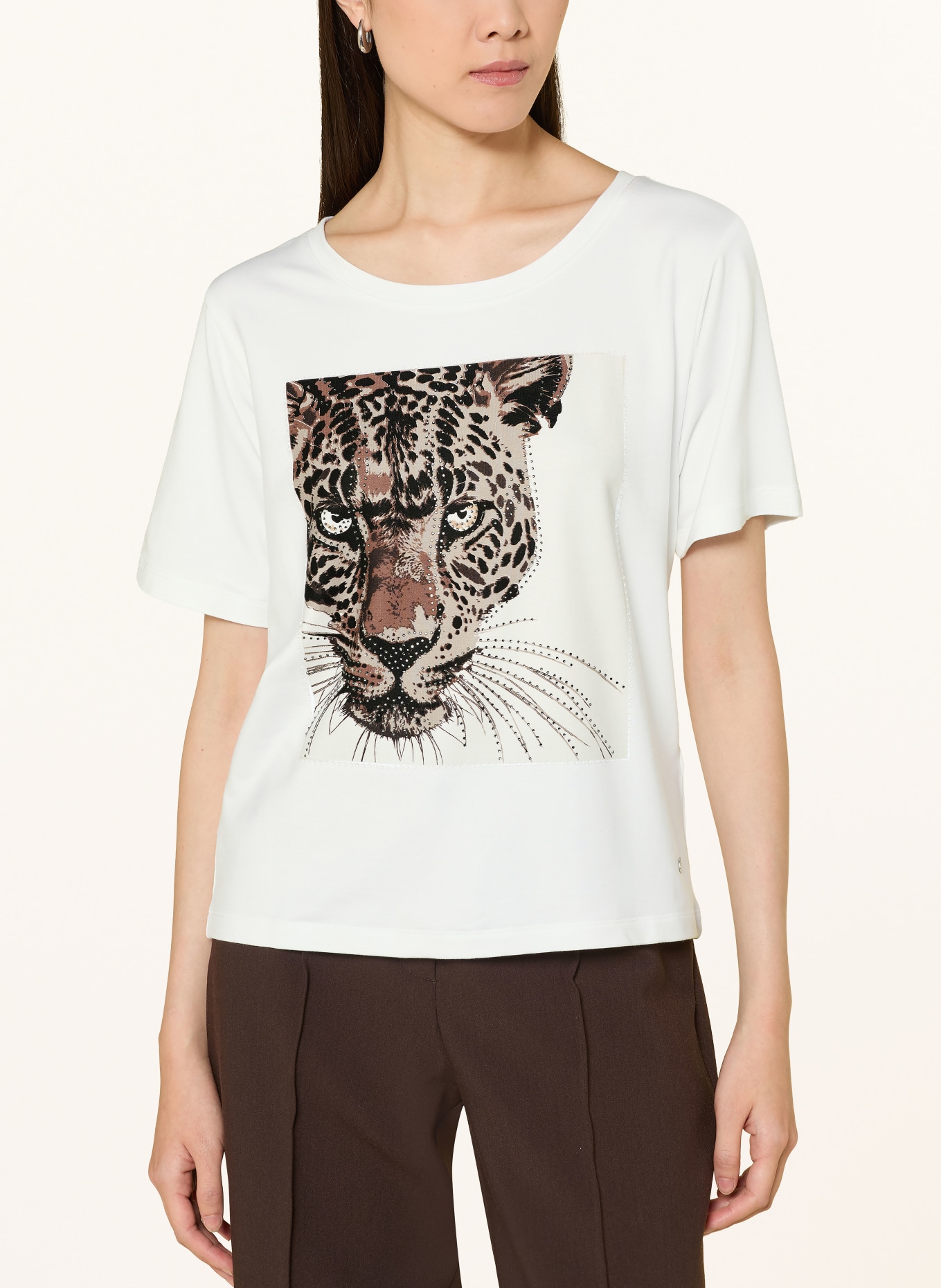 monari T-shirt avec strass: BLANC / MARRON / BEIGE