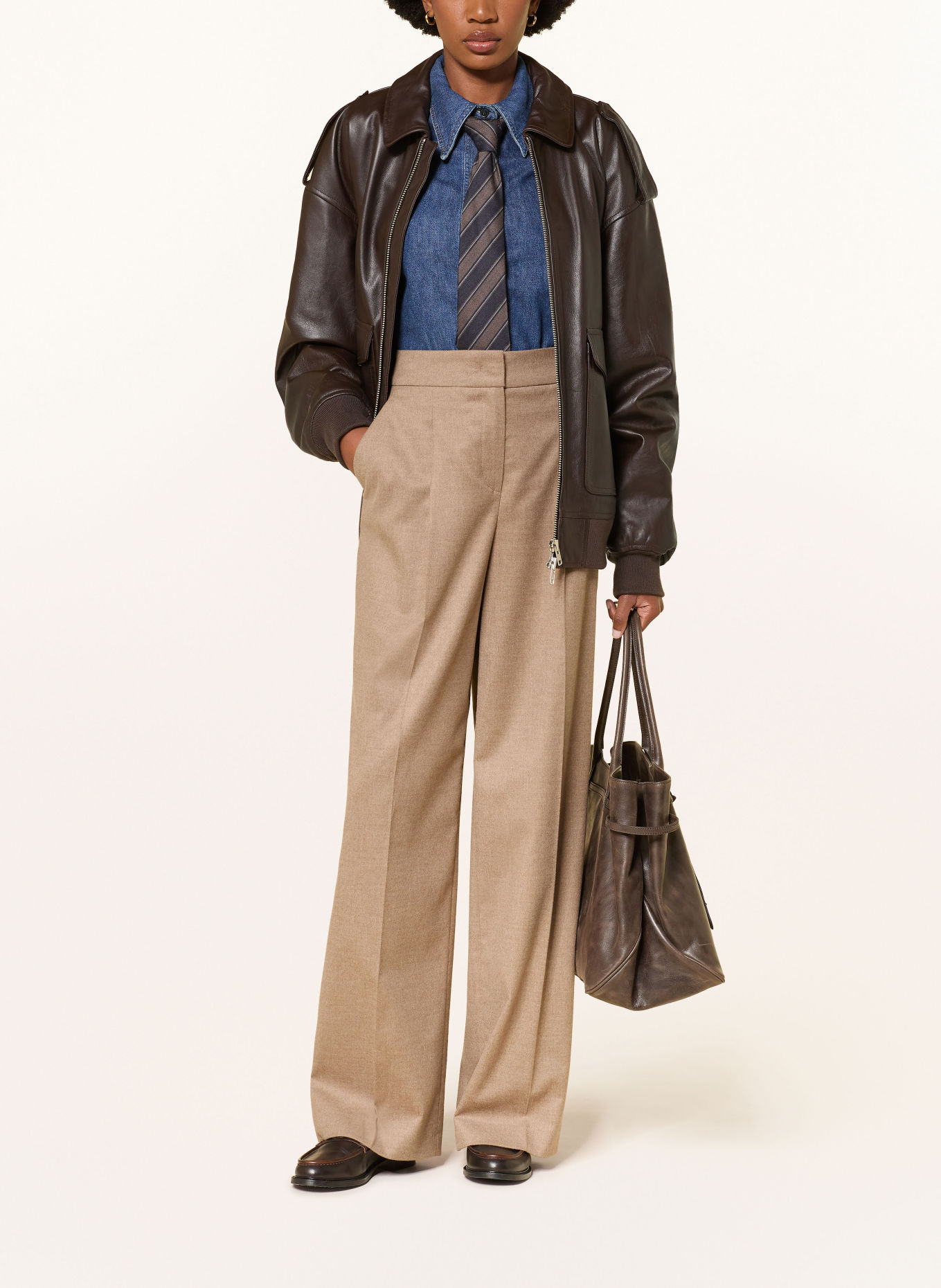 RAFFAELLO ROSSI Marlenehose WILLOW aus Flanell: HELLBRAUN