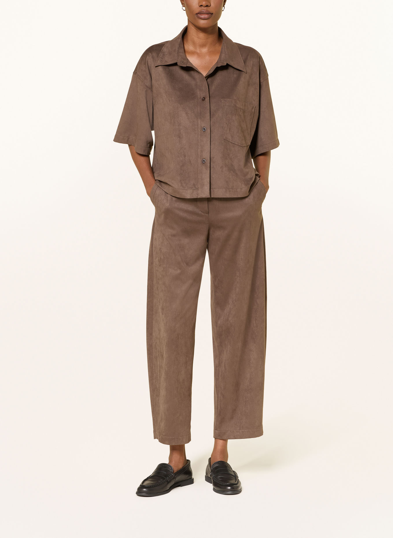 RAFFAELLO ROSSI Hemdbluse ZURI in Lederoptik: BRAUN