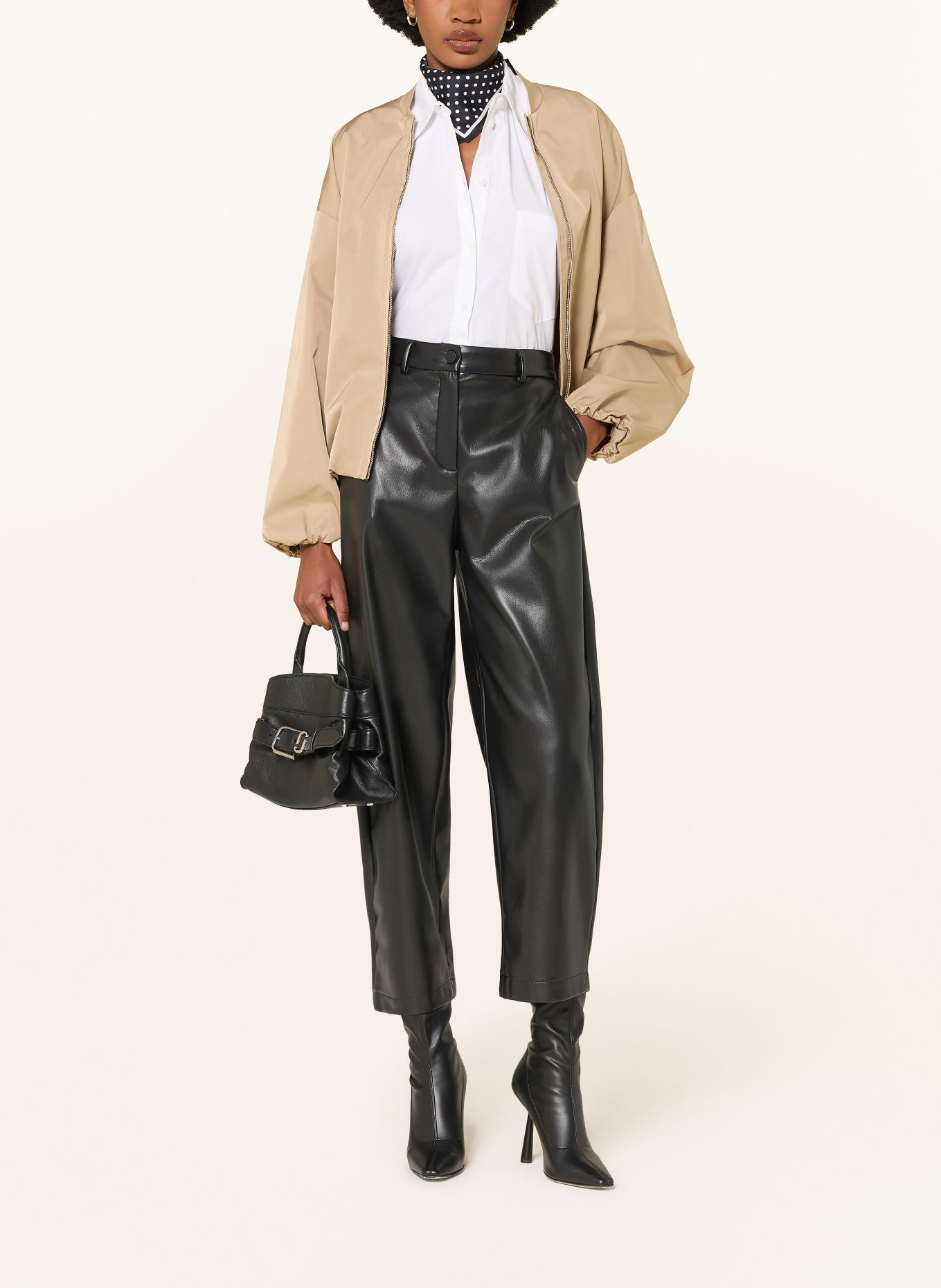 RAFFAELLO ROSSI Pantalon 7/8 PHIBI aspect cuir: NOIR