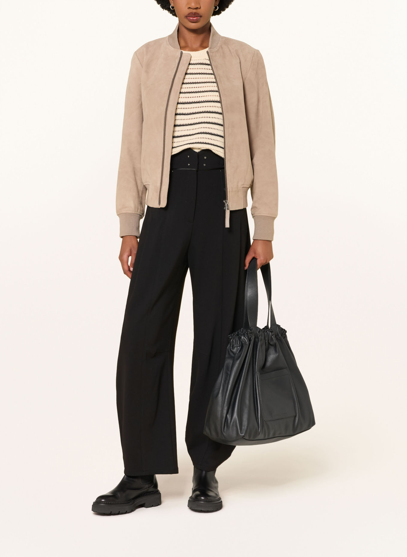RAFFAELLO ROSSI LORVA Jersey trousers with studs: BLACK