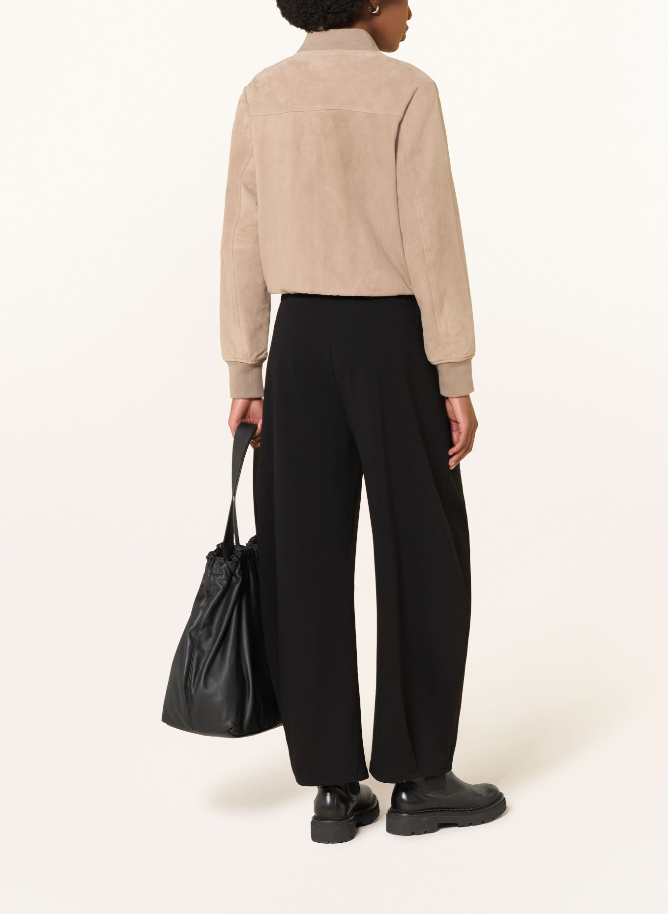 RAFFAELLO ROSSI LORVA Jersey trousers with studs: BLACK