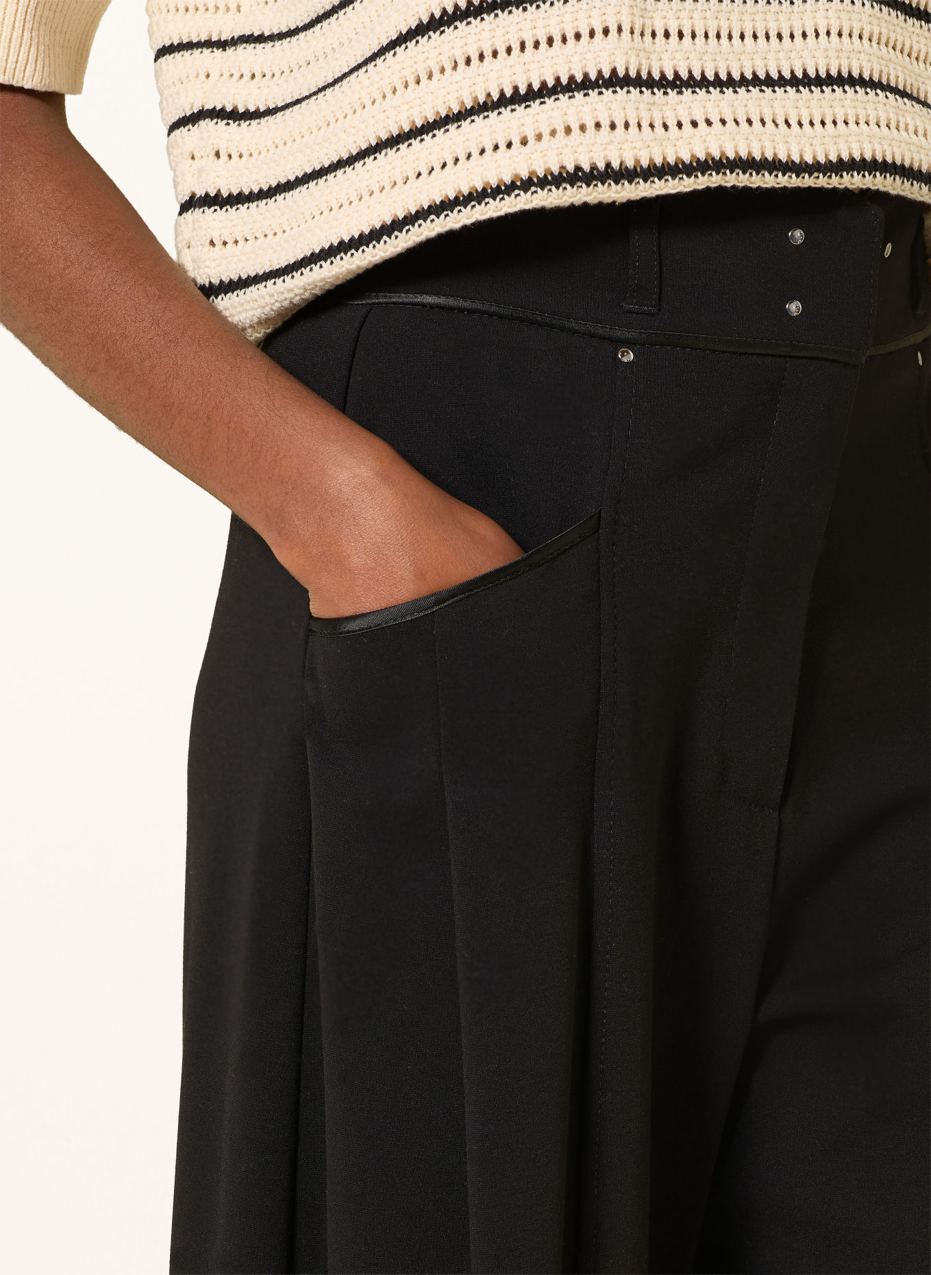 RAFFAELLO ROSSI LORVA Jersey trousers with studs: BLACK