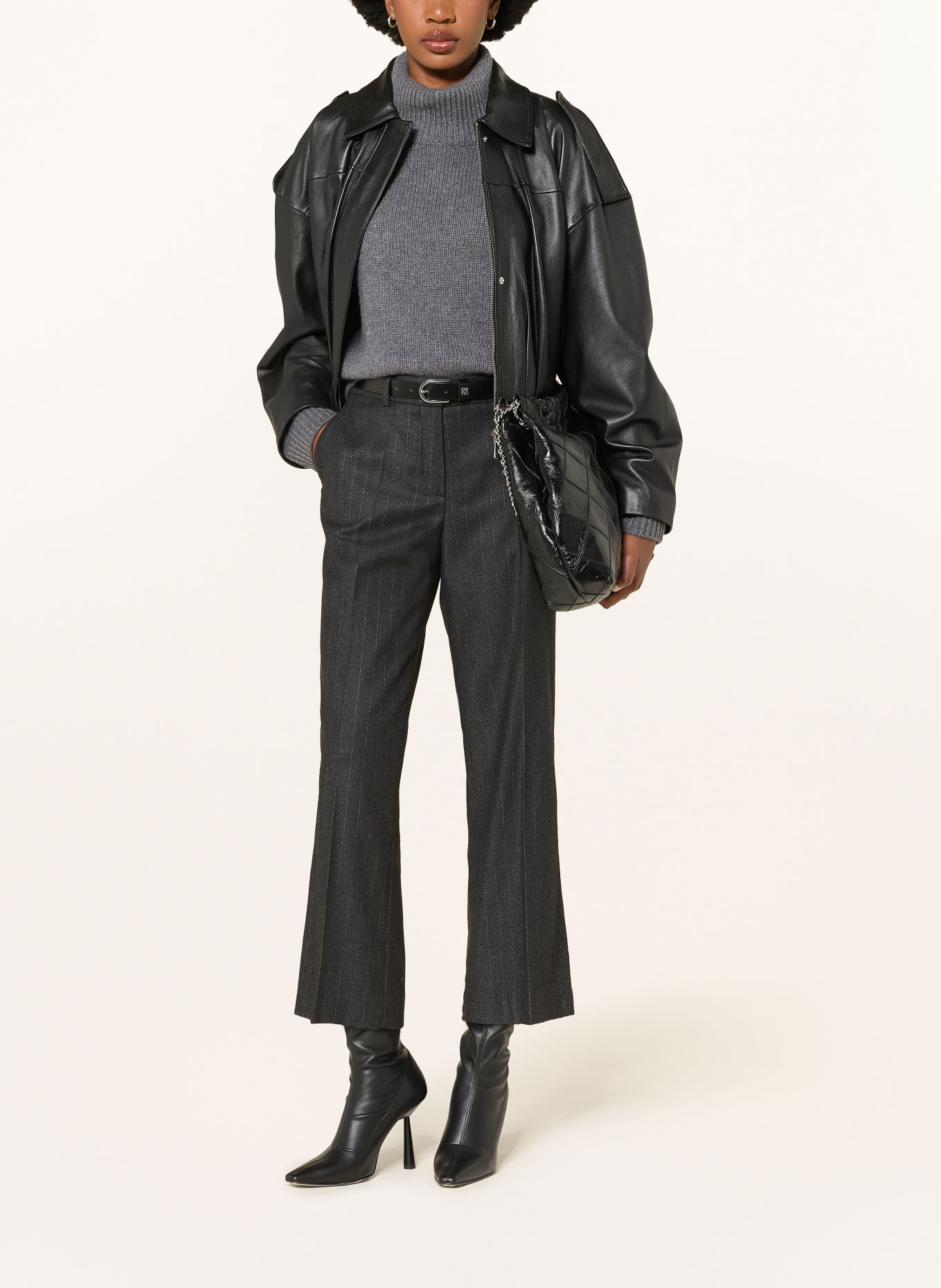 RAFFAELLO ROSSI 7/8 broek OLESSA met glittergaren: DONKERGRIJS / ZILVER