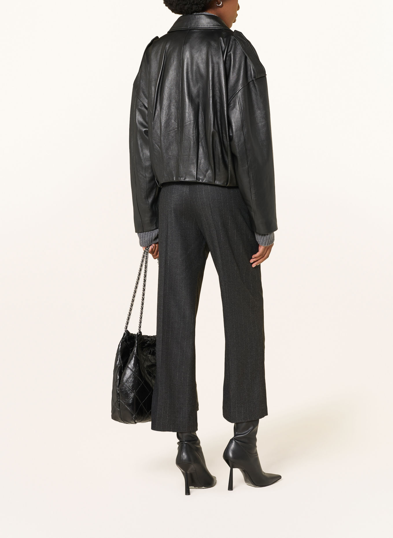 RAFFAELLO ROSSI 7/8 broek OLESSA met glittergaren: DONKERGRIJS / ZILVER