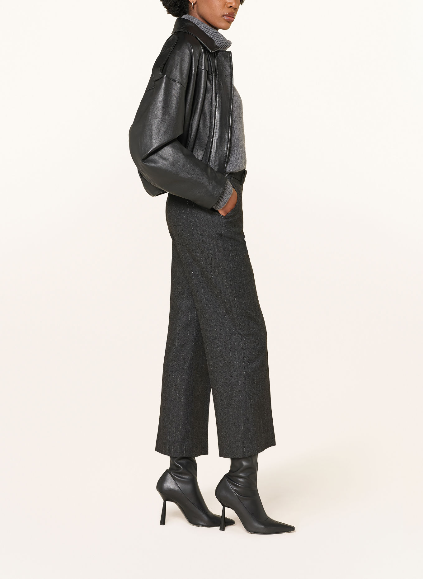 RAFFAELLO ROSSI 7/8 broek OLESSA met glittergaren: DONKERGRIJS / ZILVER