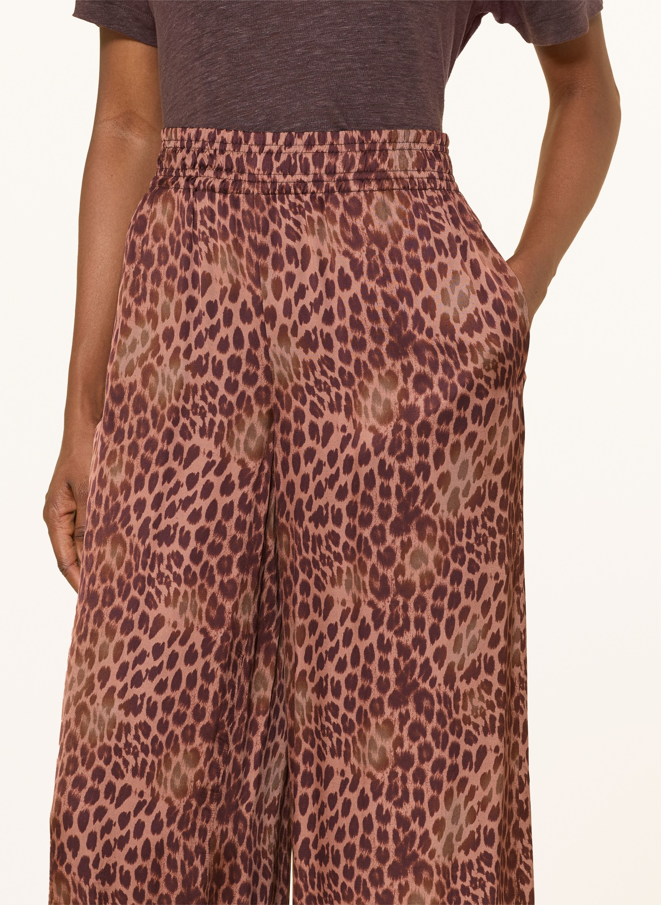 RAFFAELLO ROSSI Marlenehose LIZETT aus Satin: DUNKELLILA / ROSÉGOLD / BRAUN