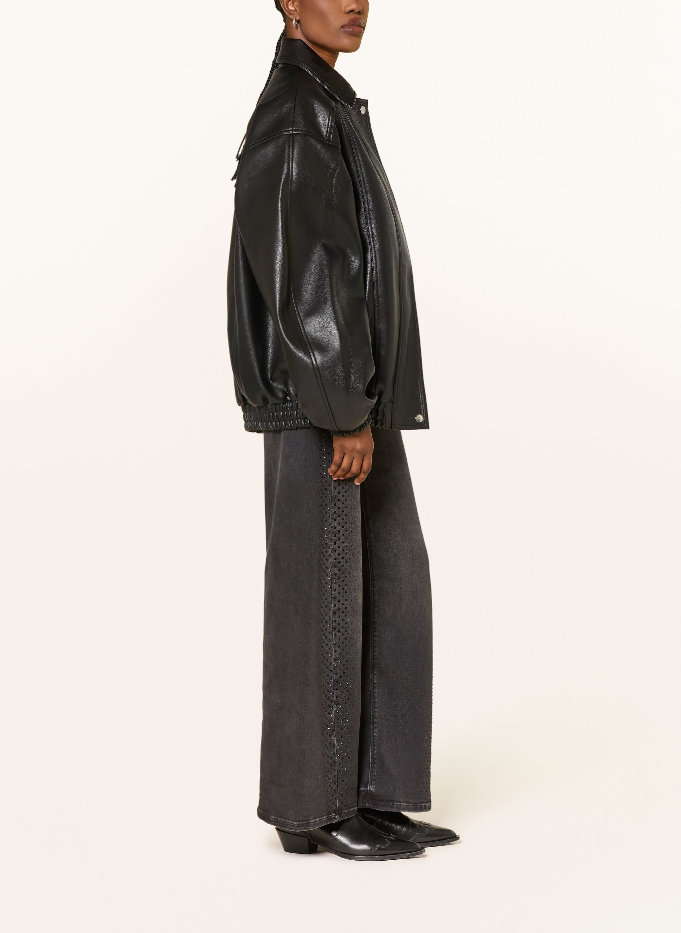 RAFFAELLO ROSSI Jean wide leg SVENTY avec strass: 980 ASPHALT