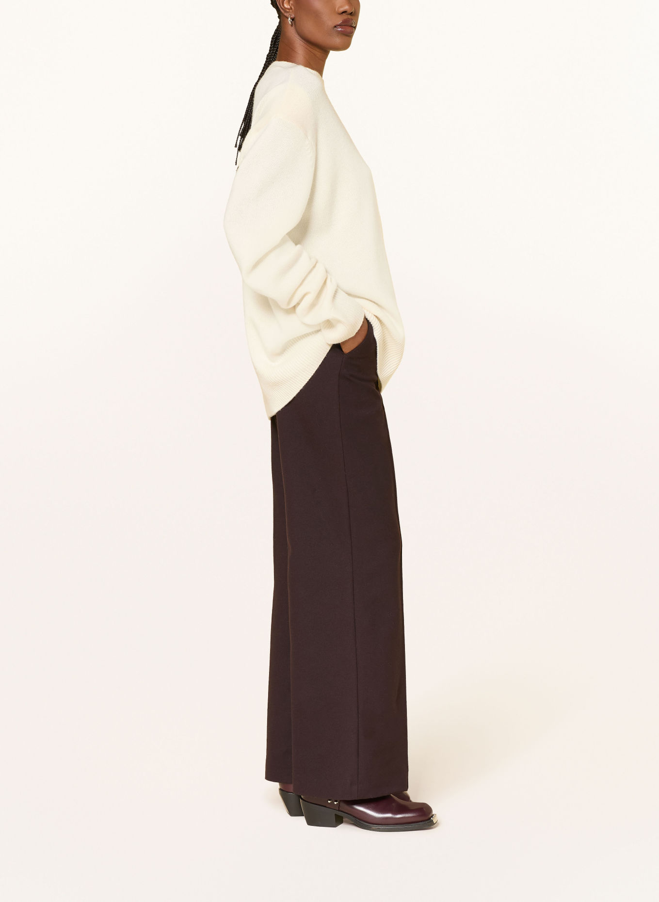 RAFFAELLO ROSSI YVI flannel wide-leg trousers: DARK BROWN