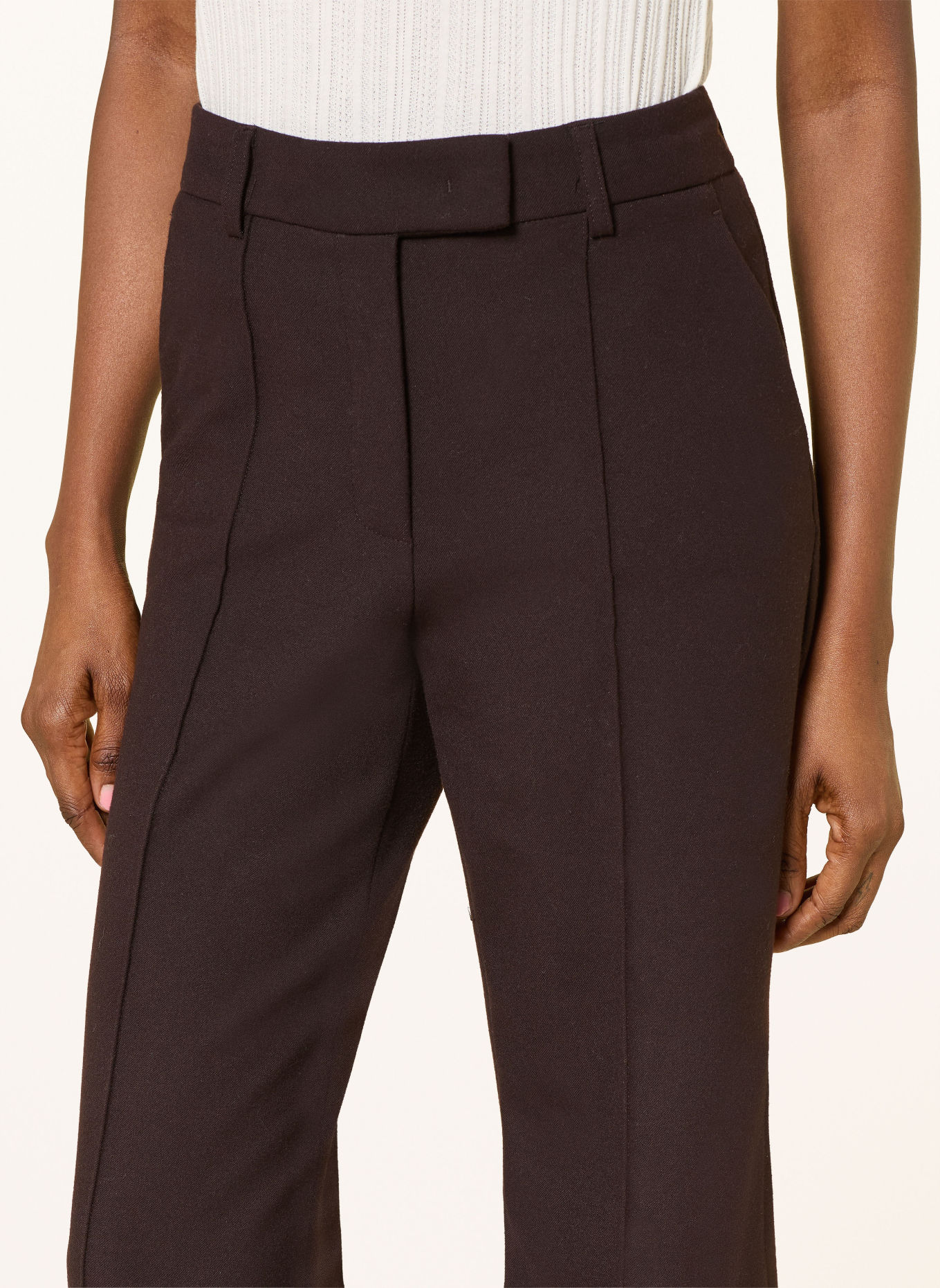 RAFFAELLO ROSSI YVI flannel wide-leg trousers: DARK BROWN