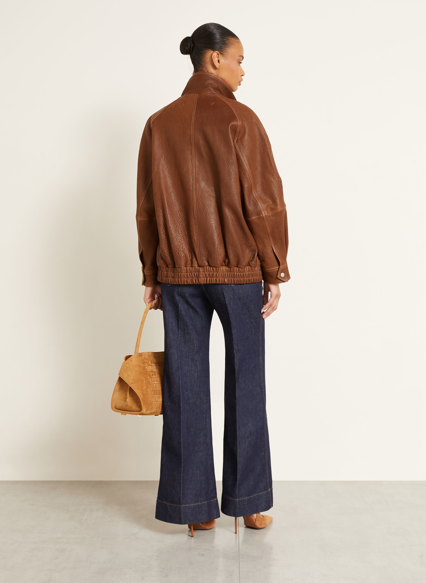 NOUR HAMMOUR Veste en cuir ARISTE: MARRON