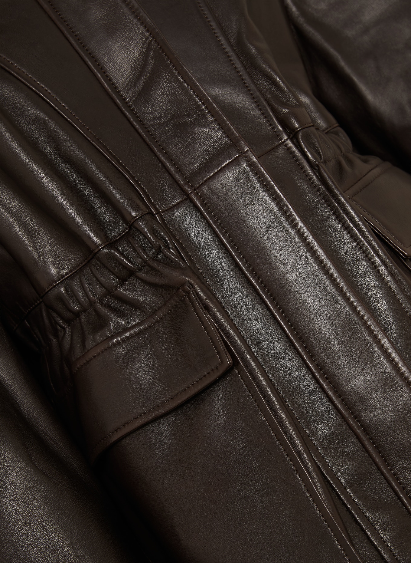 NOUR HAMMOUR Veste en cuir QUAI: MARRON FONCÉ