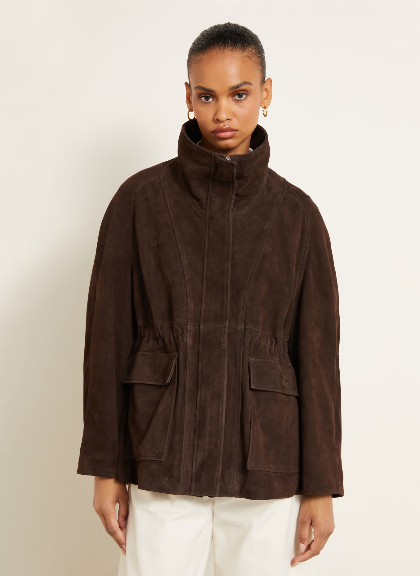 NOUR HAMMOUR Lederjacke QUAI: DUNKELBRAUN