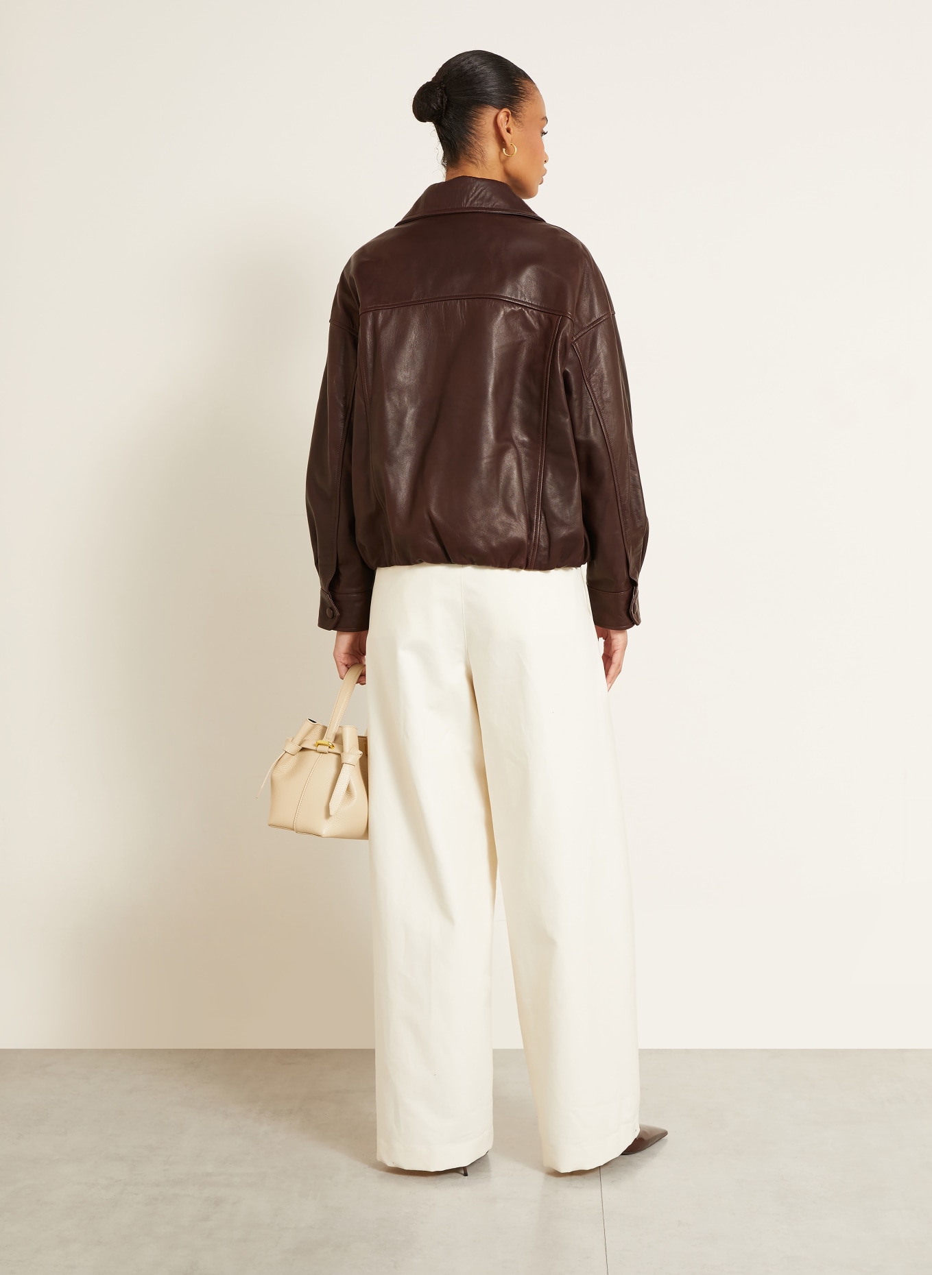 NOUR HAMMOUR Lederjacke ROLAND: DUNKELBRAUN