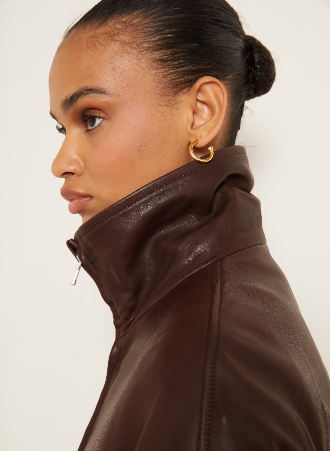 NOUR HAMMOUR Lederjacke ROLAND: DUNKELBRAUN