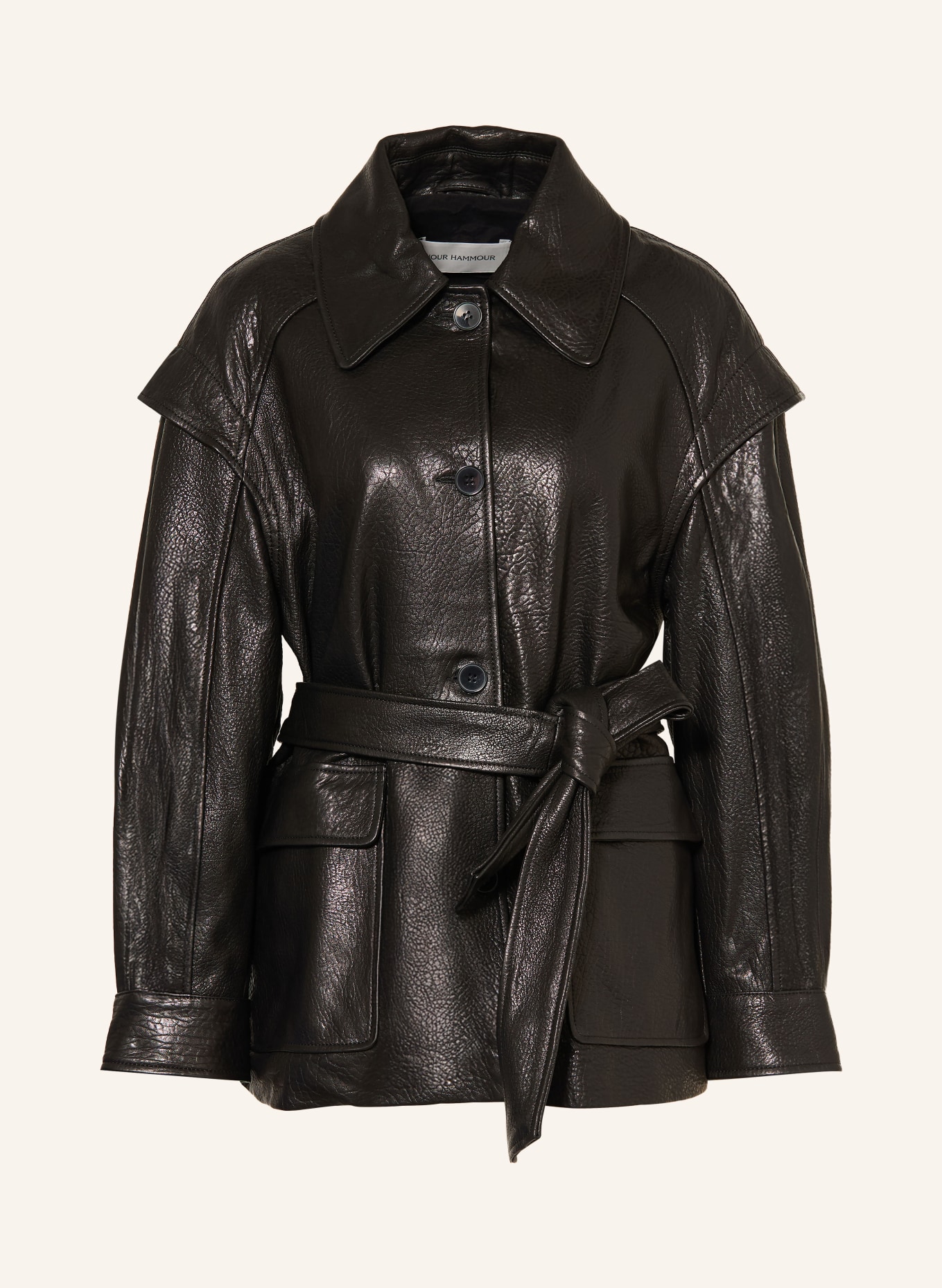 NOUR HAMMOUR Veste en cuir PERRIN: NOIR