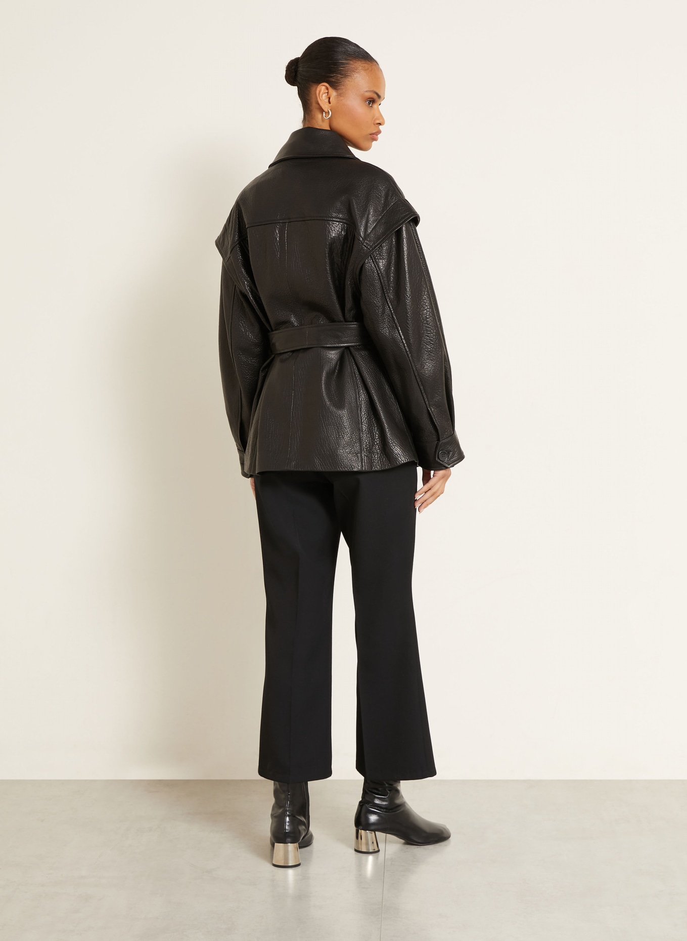 NOUR HAMMOUR Veste en cuir PERRIN: NOIR