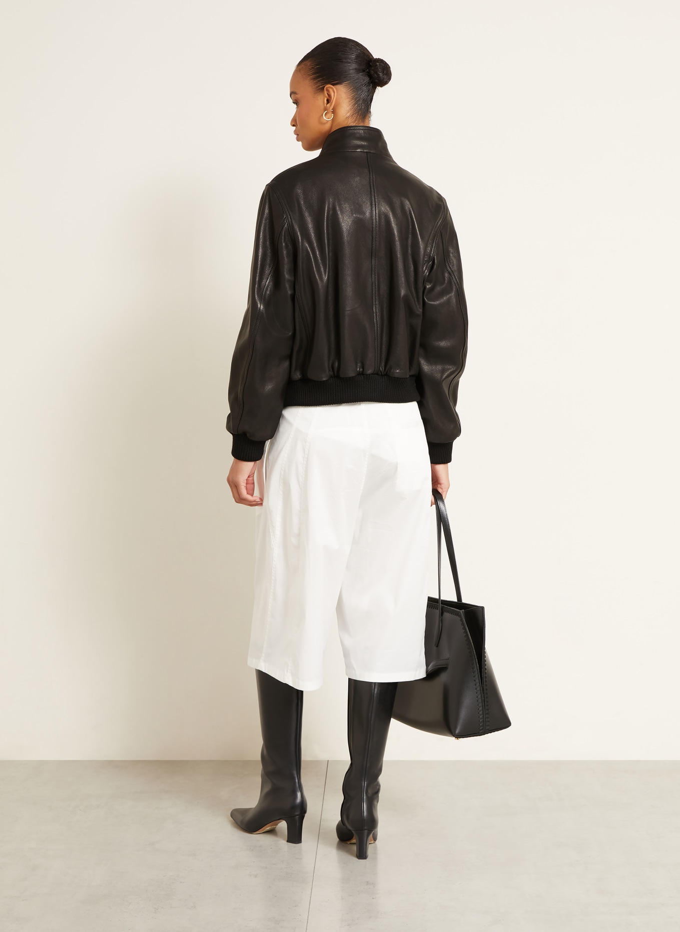 NOUR HAMMOUR Veste en cuir RIOS: NOIR