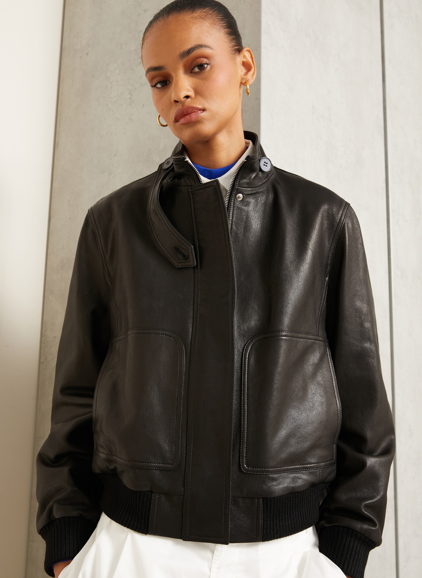 NOUR HAMMOUR Veste en cuir RIOS: NOIR