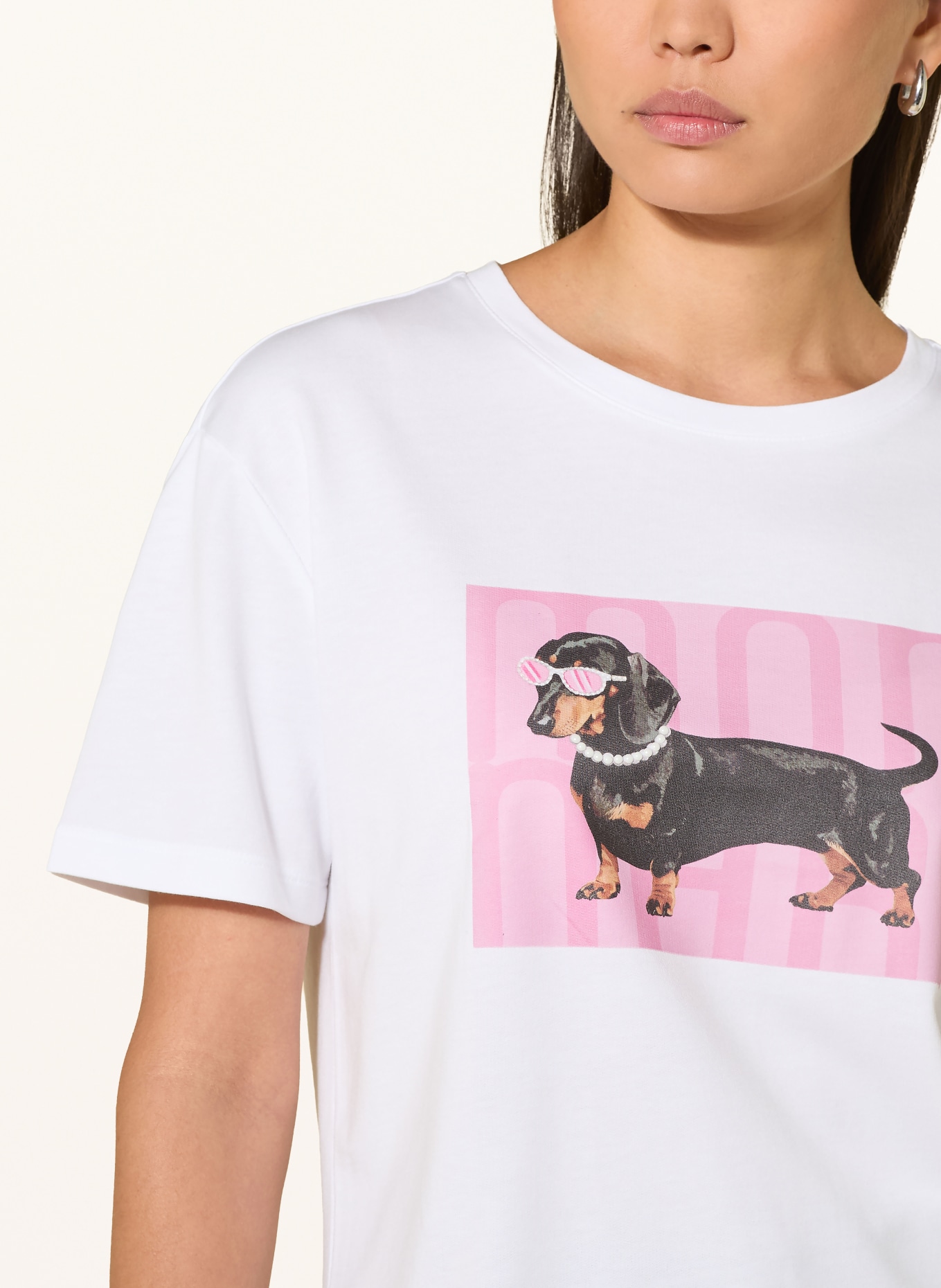 monari T-shirt: BLANC / MARRON / ROSE