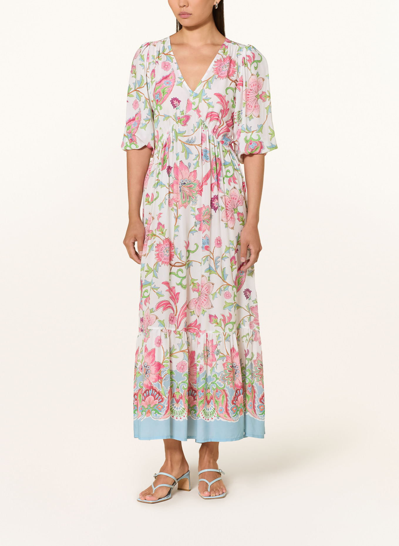 monari Kleid mit 3/4-Arm: CREME / ROSÉ / GRÜN