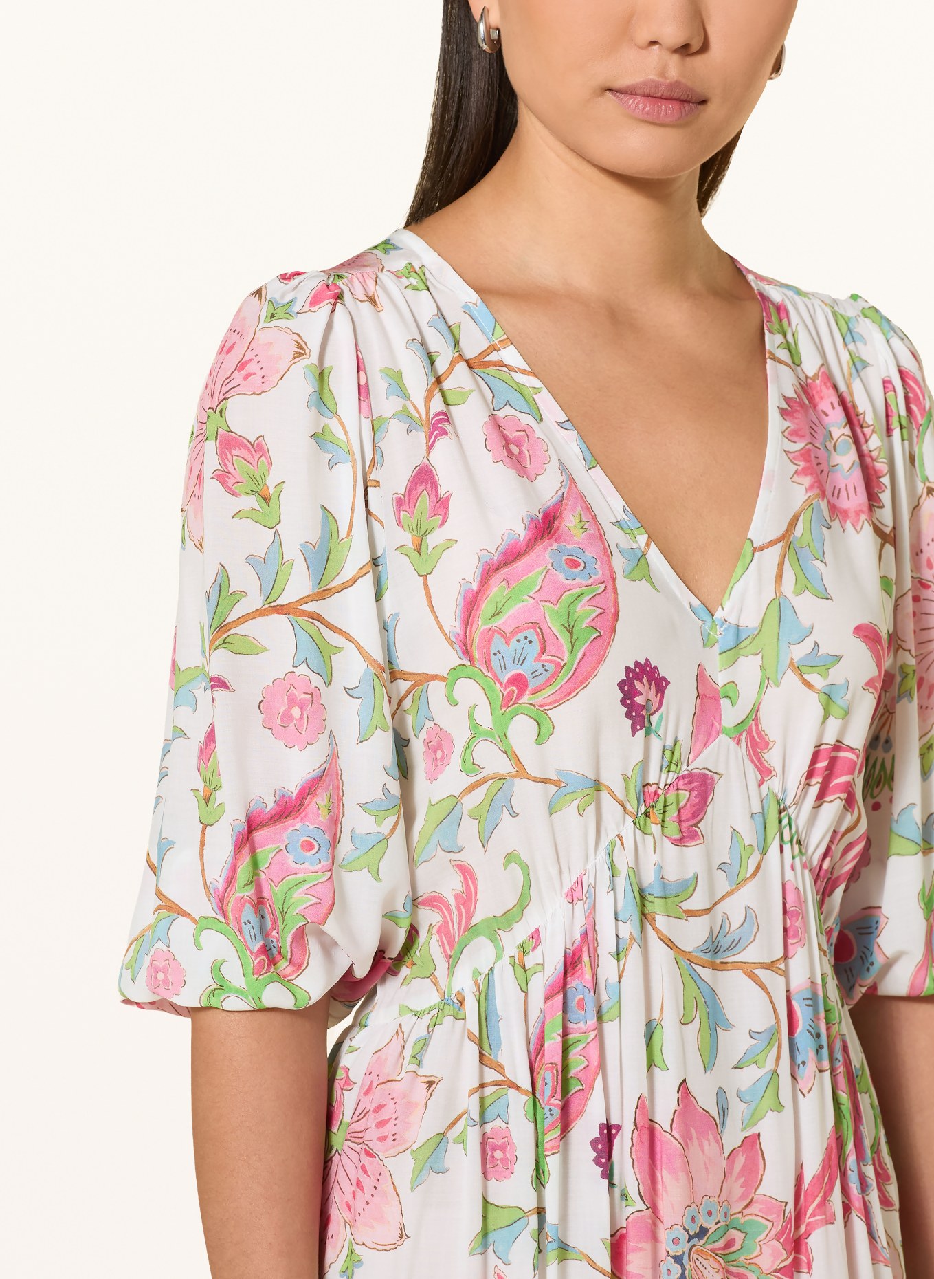 monari Kleid mit 3/4-Arm: CREME / ROSÉ / GRÜN