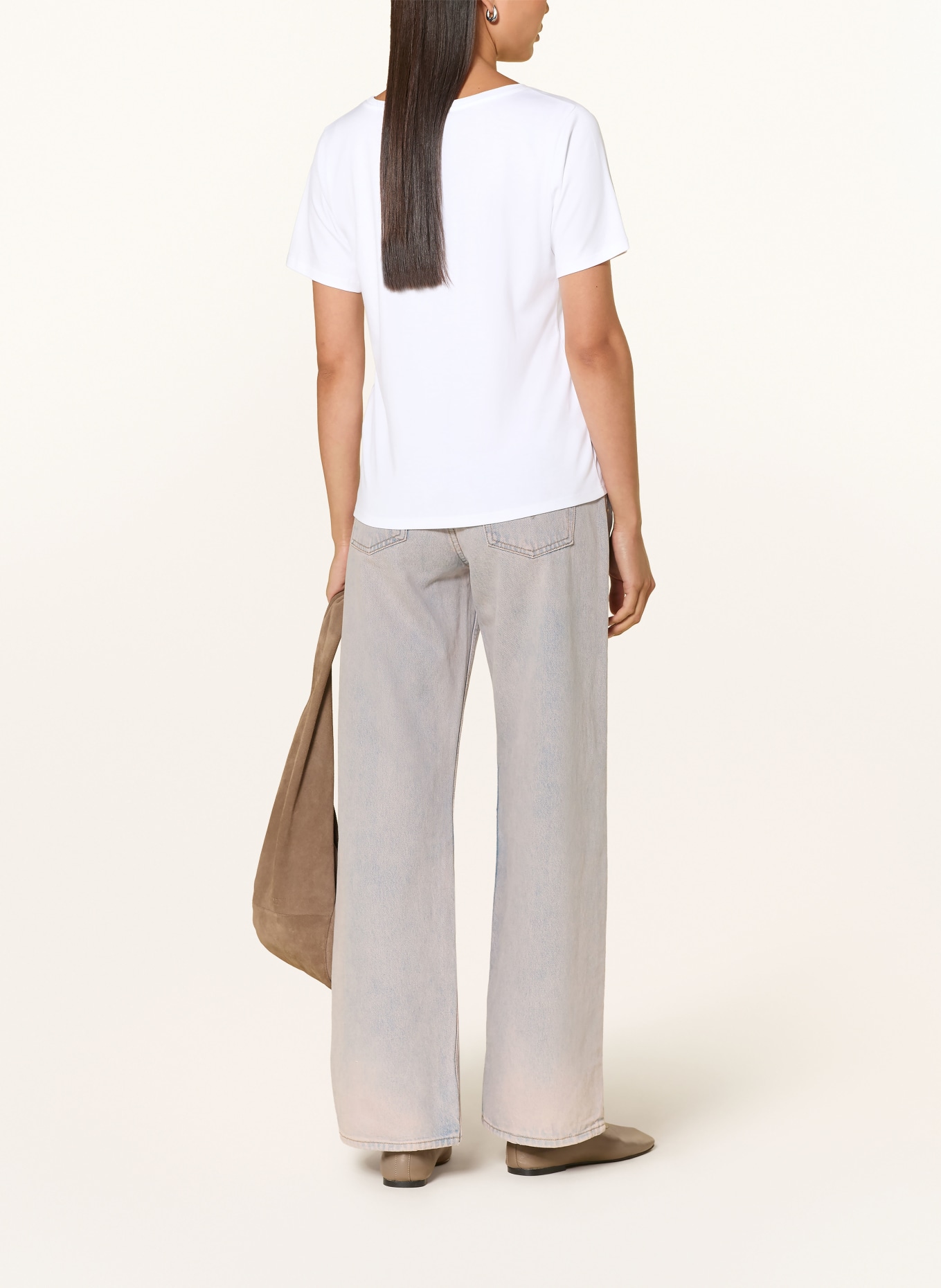 monari T-shirt avec strass: BLANC / MARRON / VERT