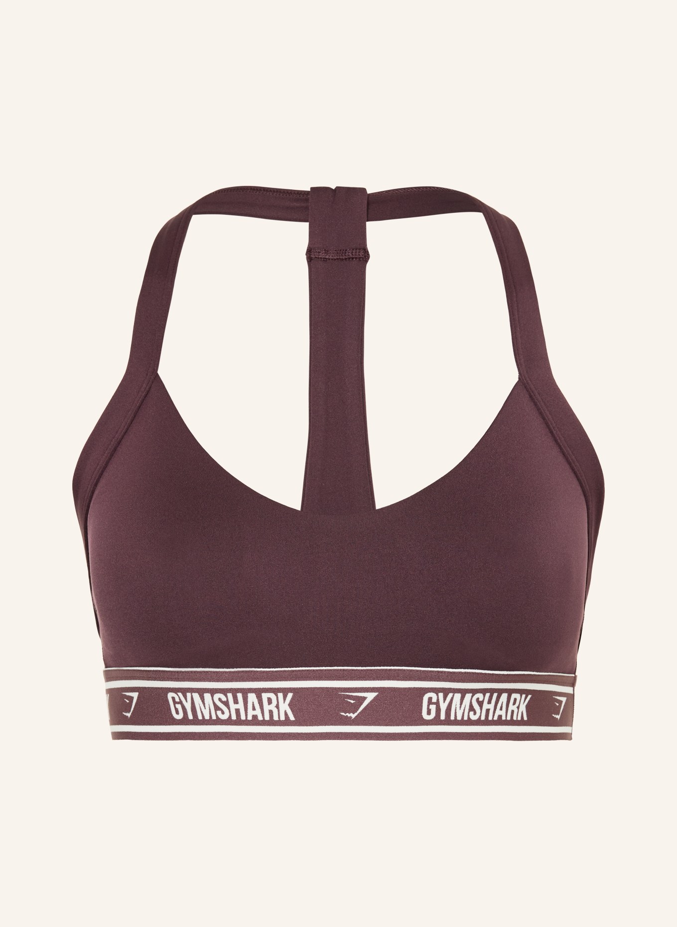 GYMSHARK Sport-BH LIGHT SUPPORT HALTER NECK LOGO: DUNKELLILA / ECRU