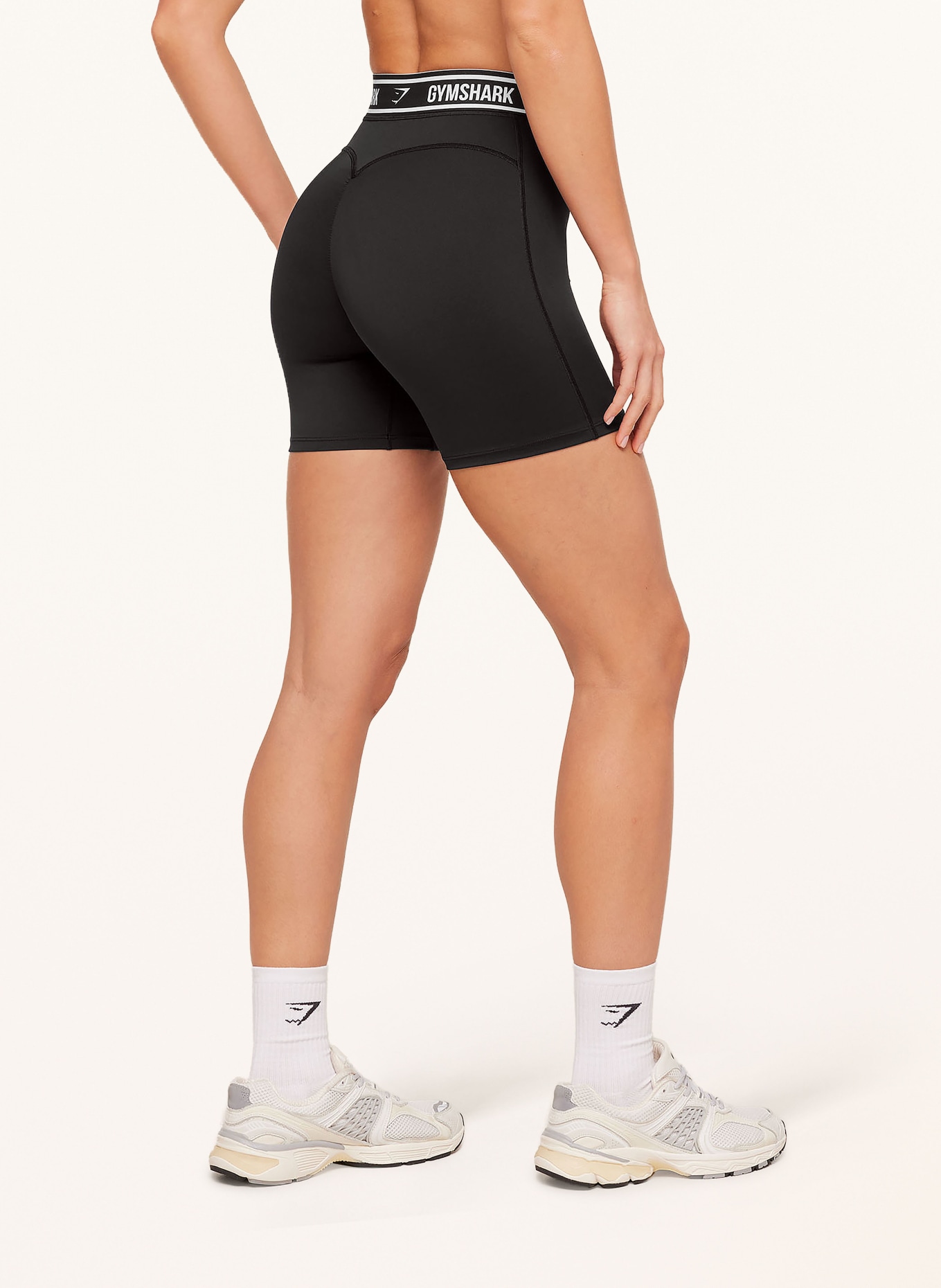 GYMSHARK Tights WAISTBAND STORY LOGO: SCHWARZ / WEISS