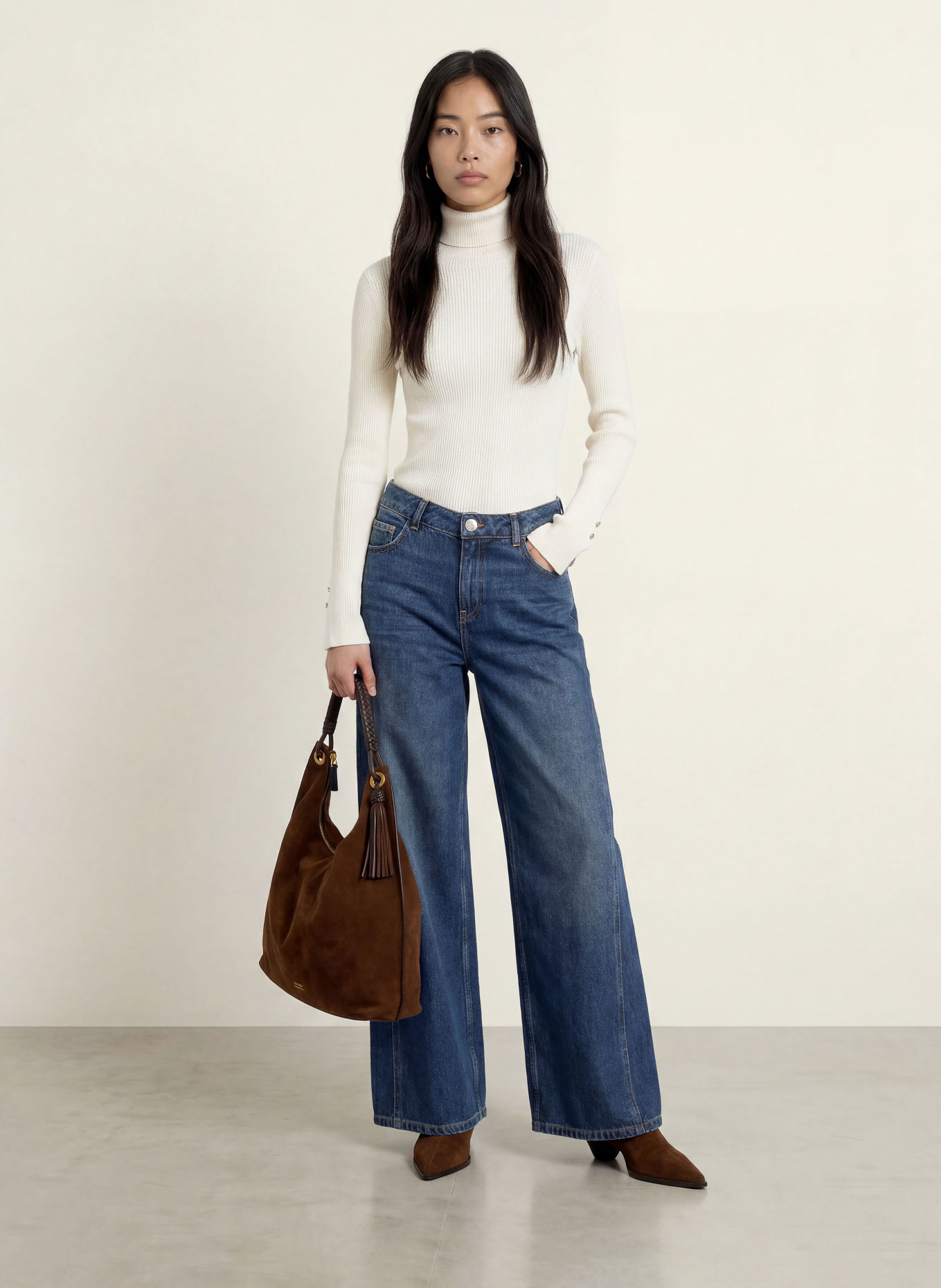 GUESS ELLIE Long-Sleeve Top: WHITE