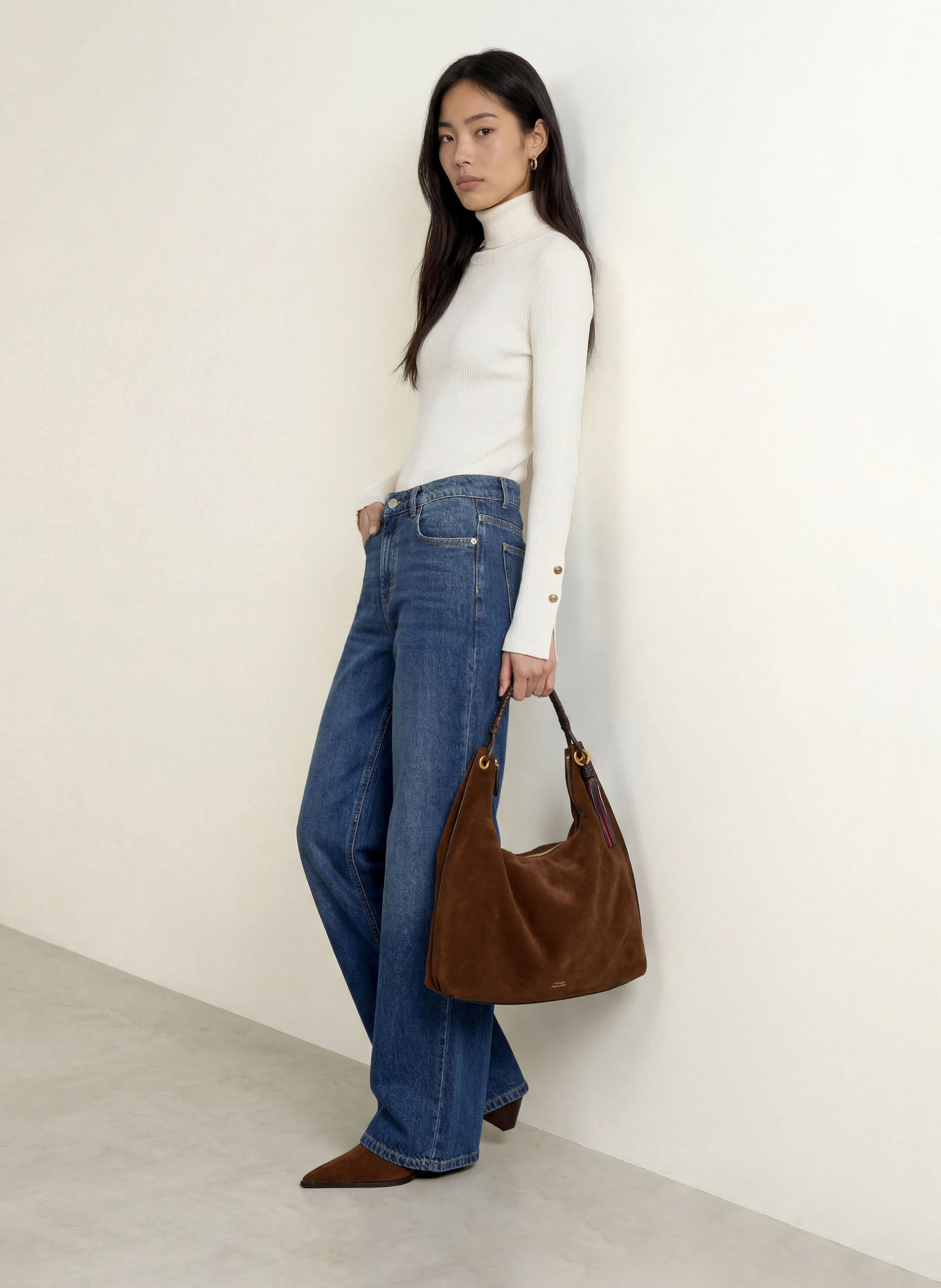 GUESS ELLIE Long-Sleeve Top: WHITE