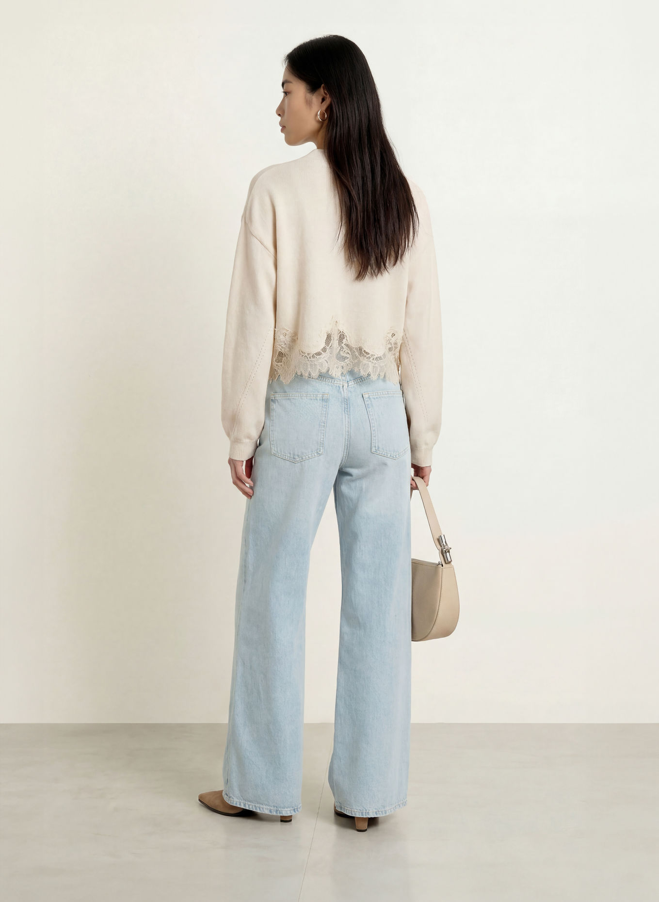 GUESS HAYDEN Sweater with Lace: ECRU