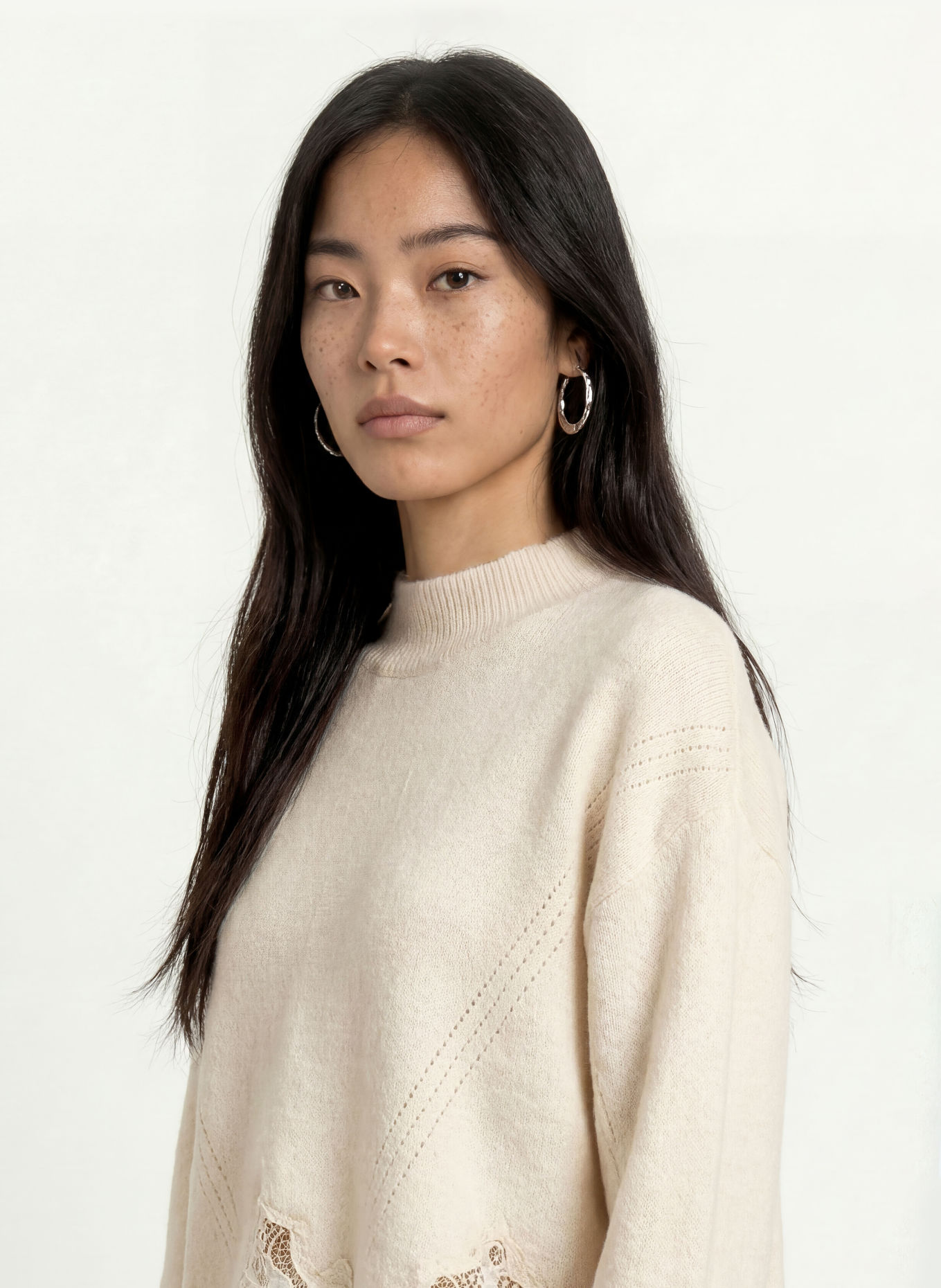 GUESS HAYDEN Sweater with Lace: ECRU