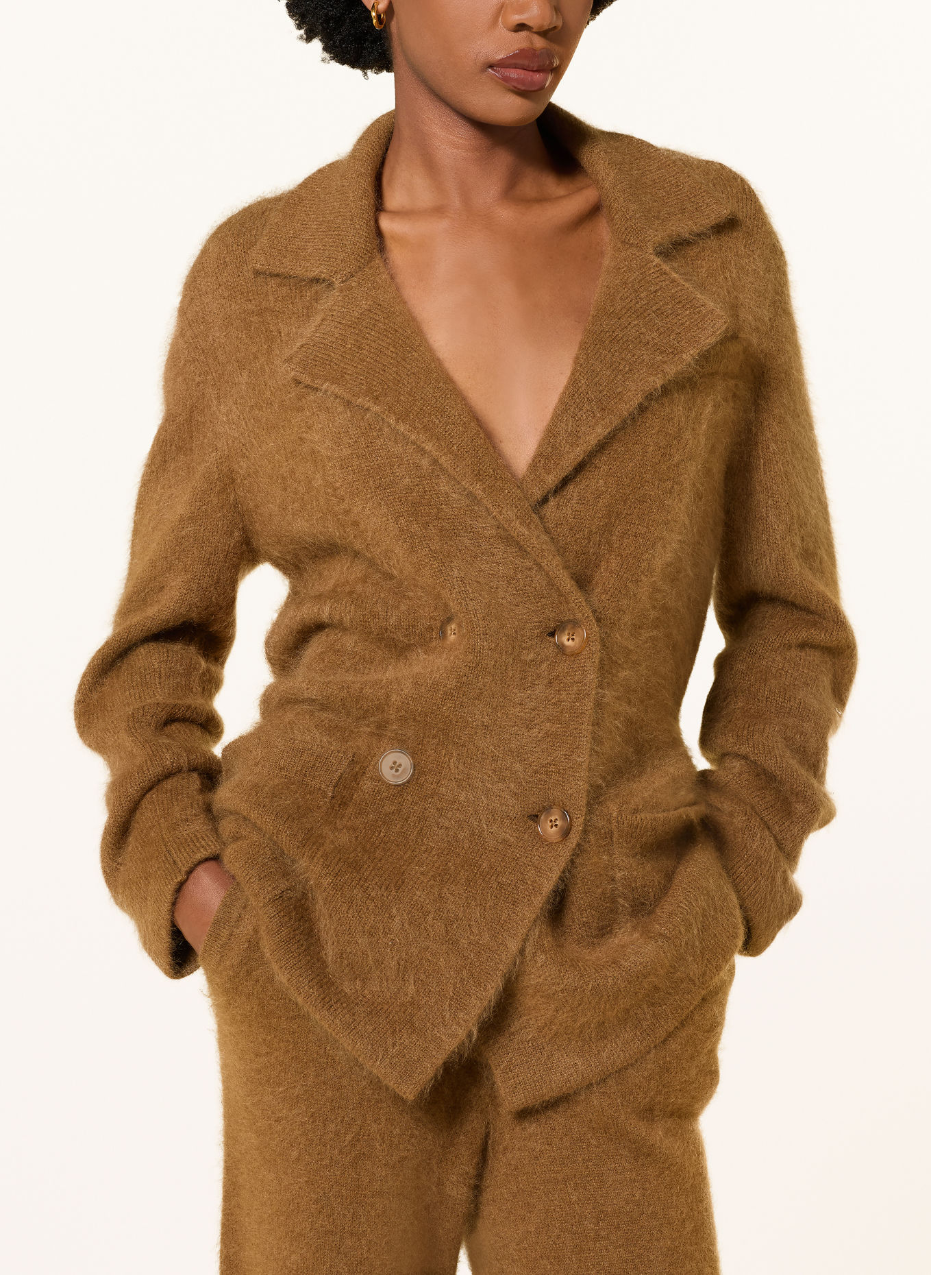 DOROTHEE SCHUMACHER Strikjakke FLUFFY STATEMENTS med kashmir: BRUN