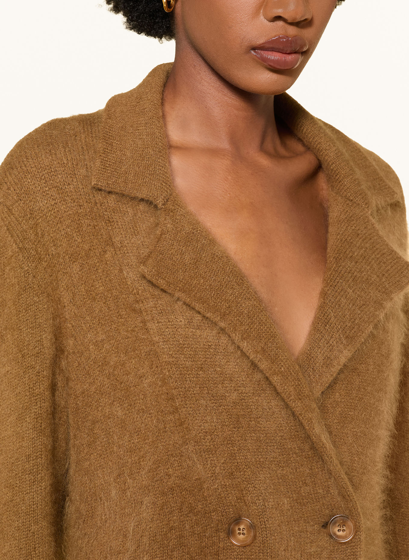 DOROTHEE SCHUMACHER Strikjakke FLUFFY STATEMENTS med kashmir: BRUN